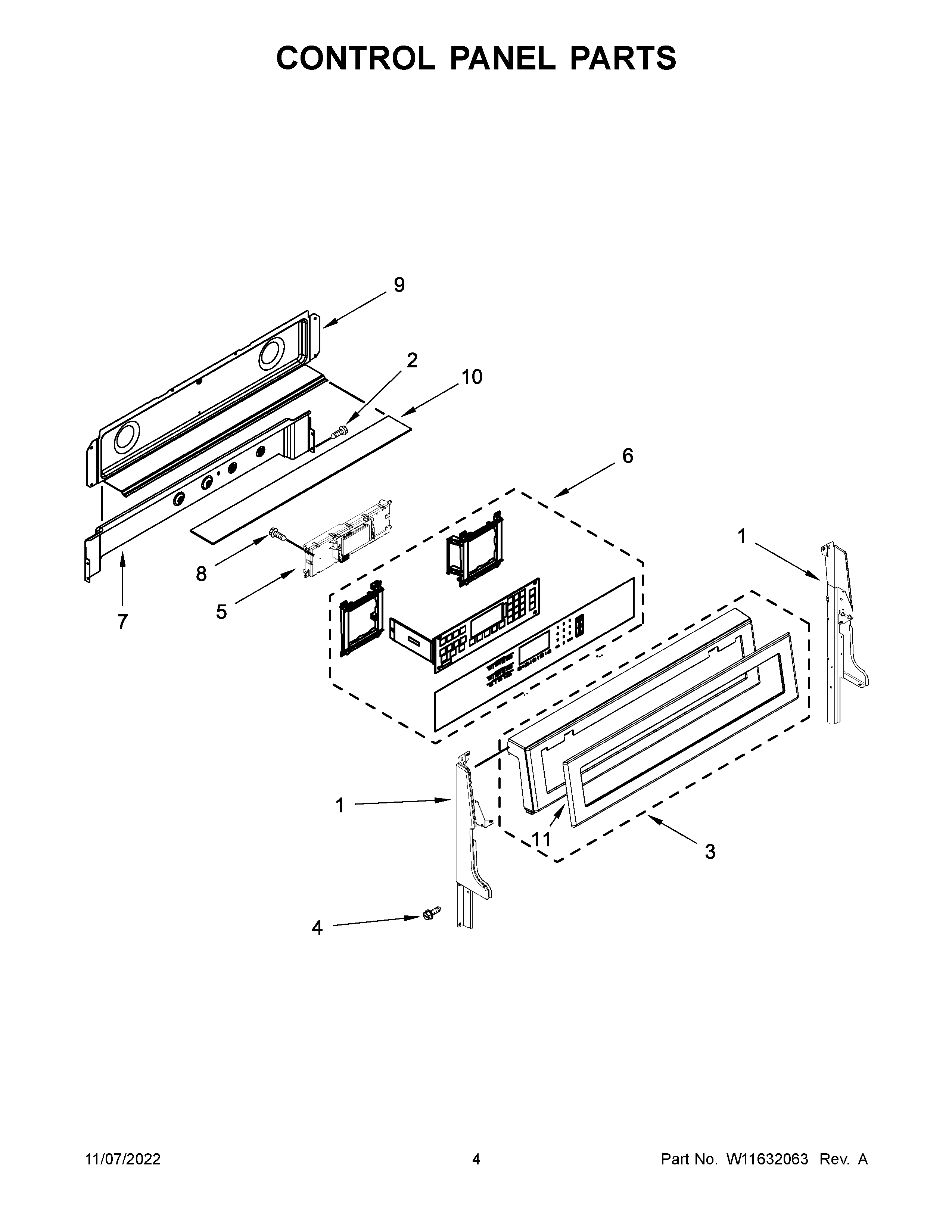 KitchenAid KFGD500ESS10 control panel parts diagram