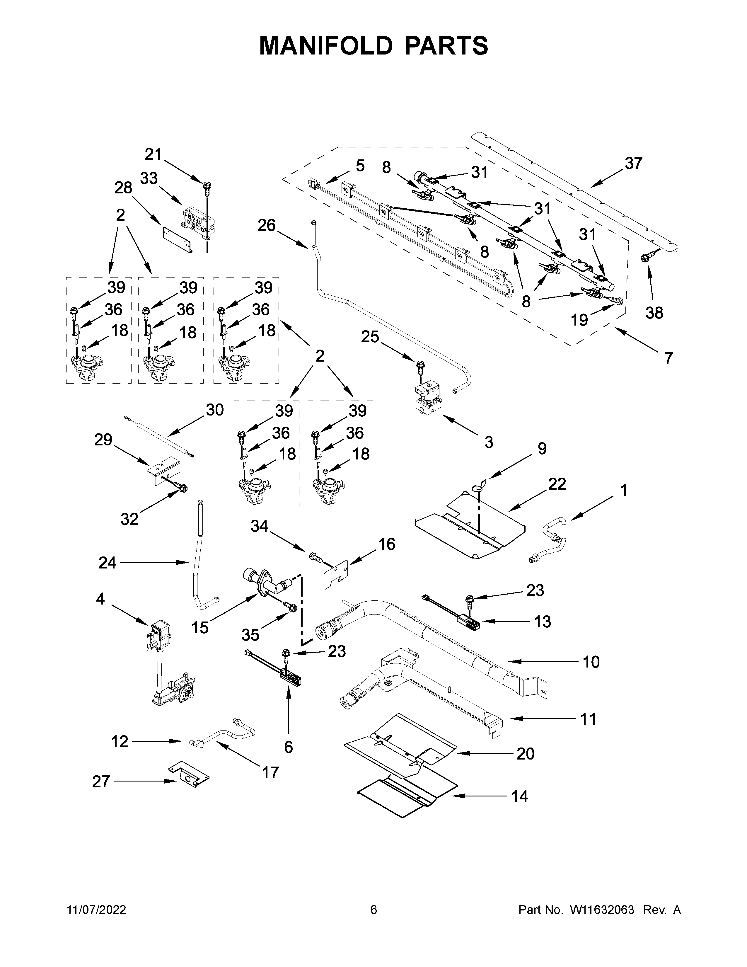 KitchenAid KFGD500ESS10 manifold parts diagram