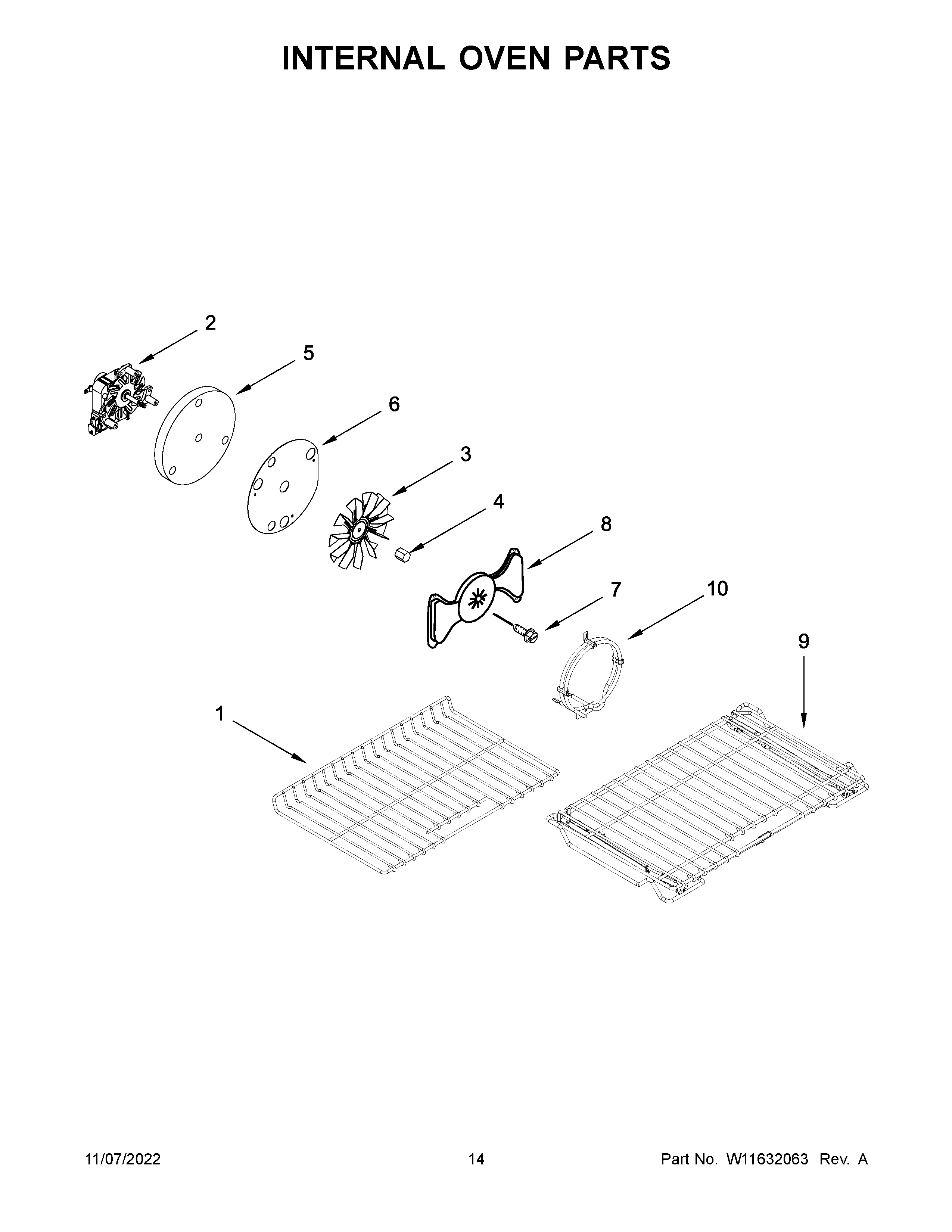 KitchenAid KFGD500ESS10 internal oven parts diagram