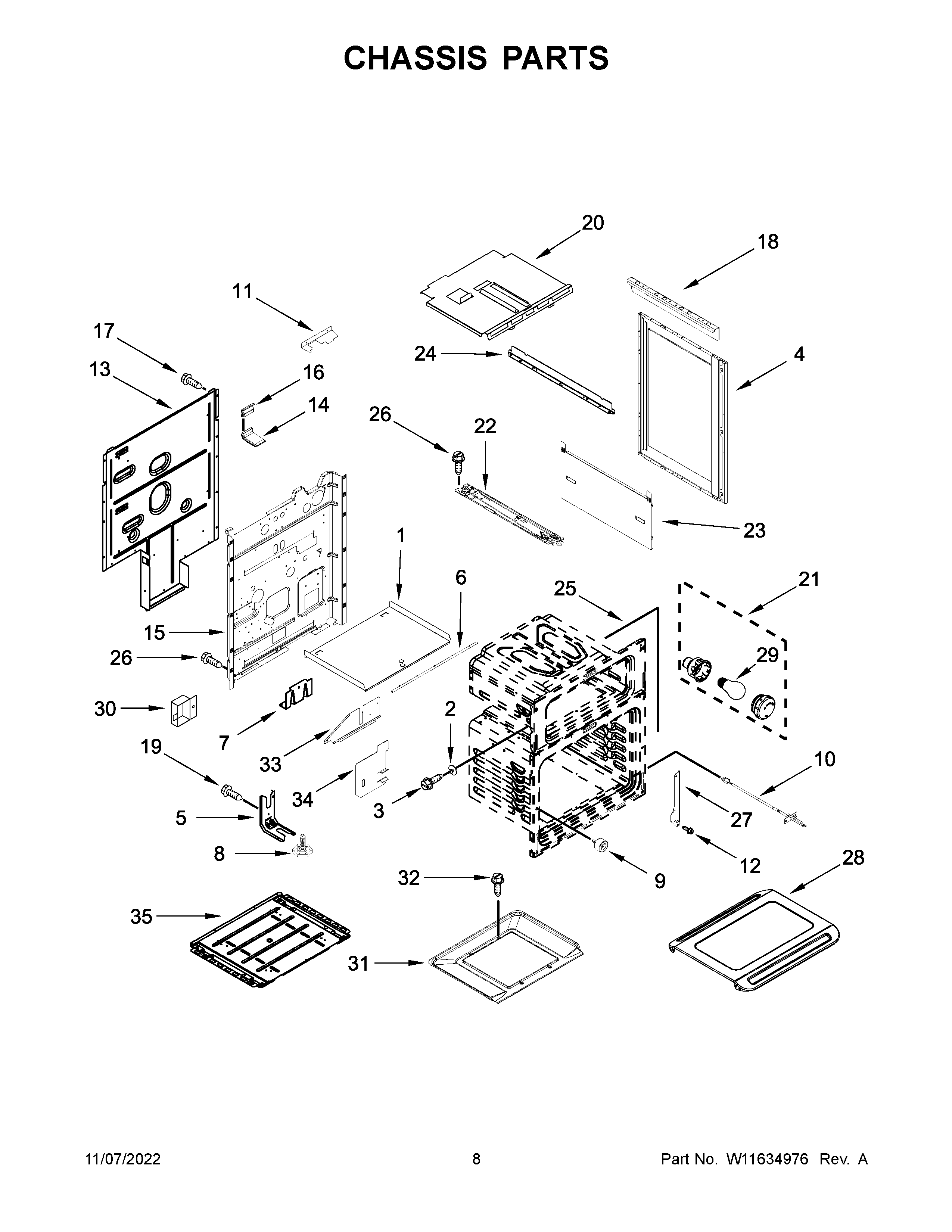 Whirlpool WGG745S0FE10 chassis parts diagram