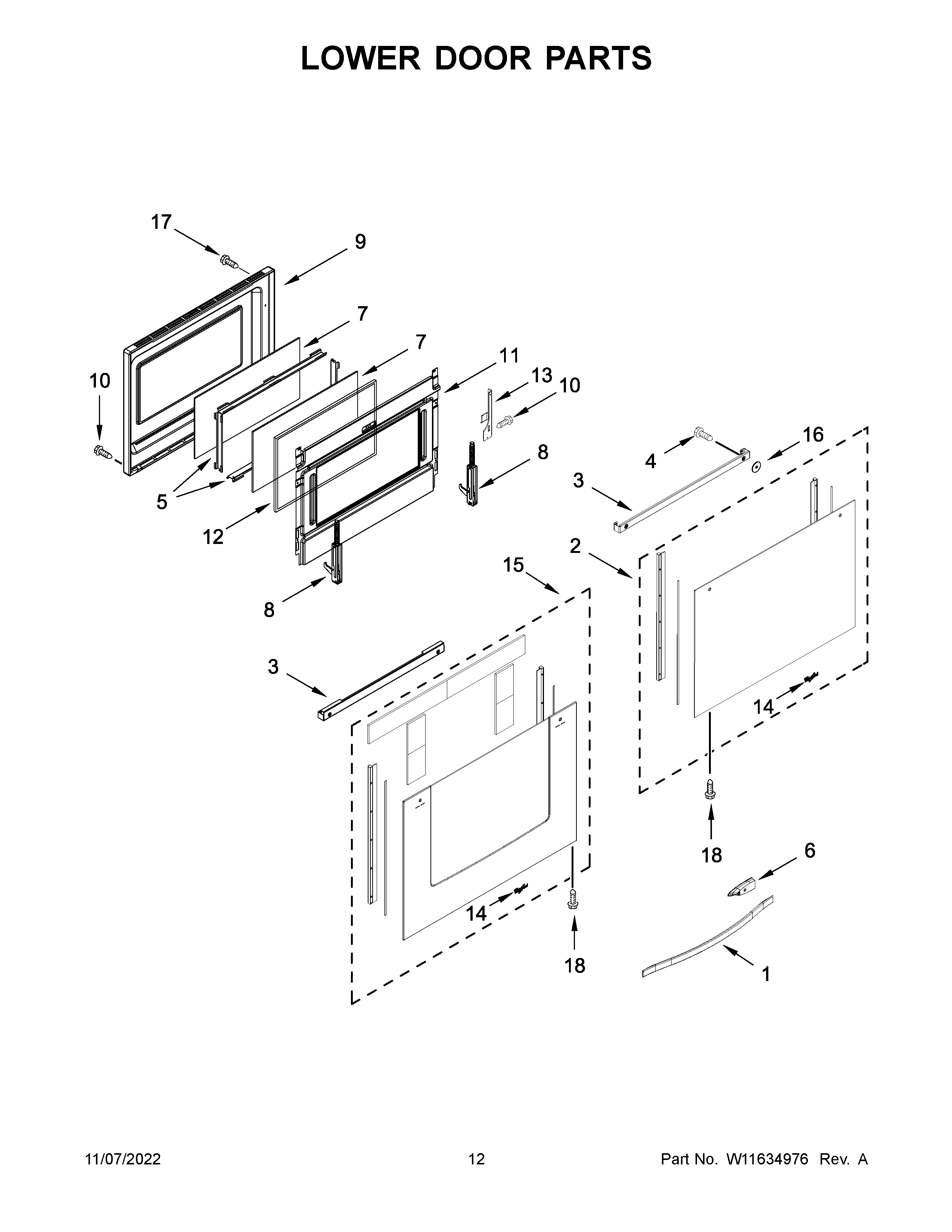 Whirlpool WGG745S0FE10 lower door parts diagram