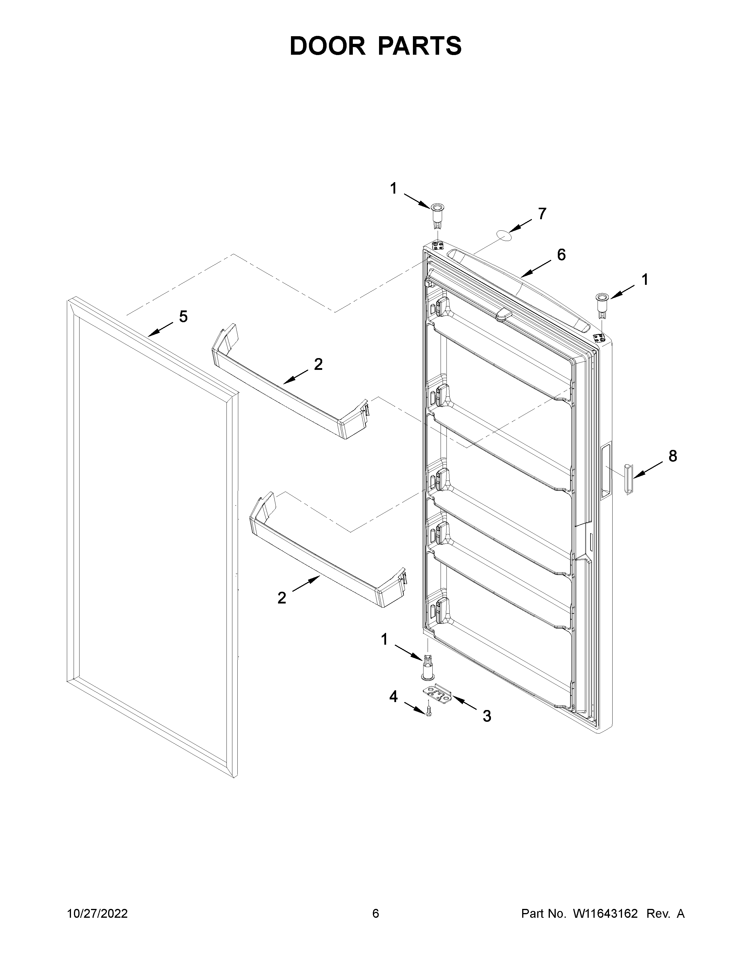 Maytag MZF34X16DW09 door parts diagram