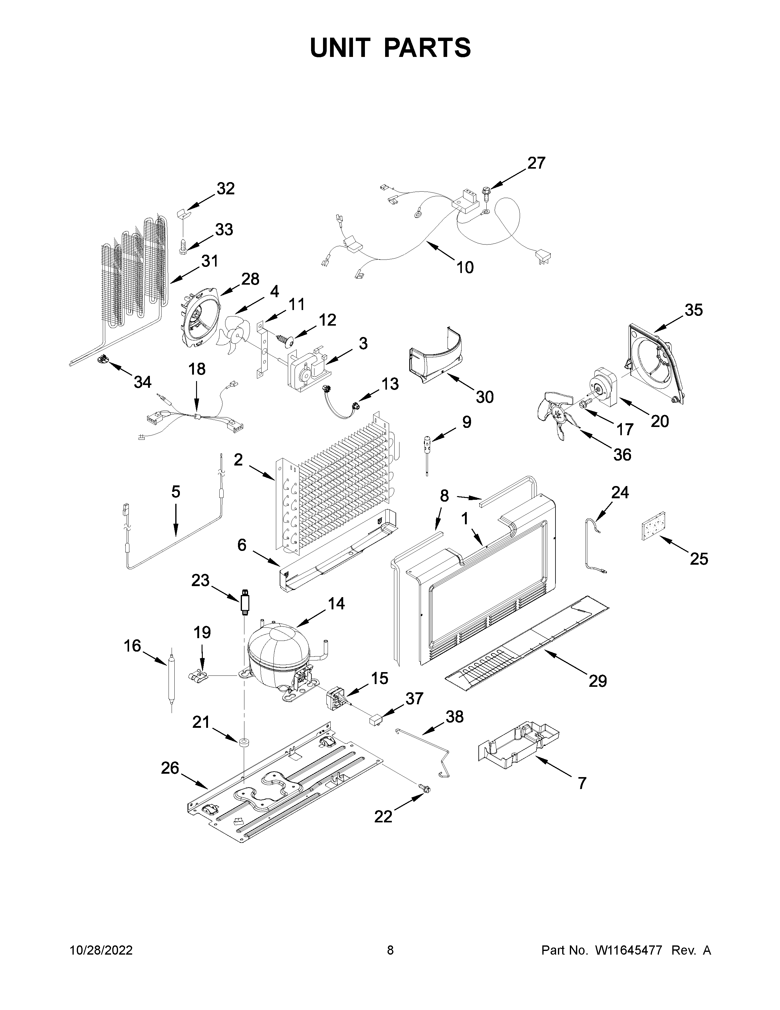 Gladiator GARF30FDGB04 unit parts diagram
