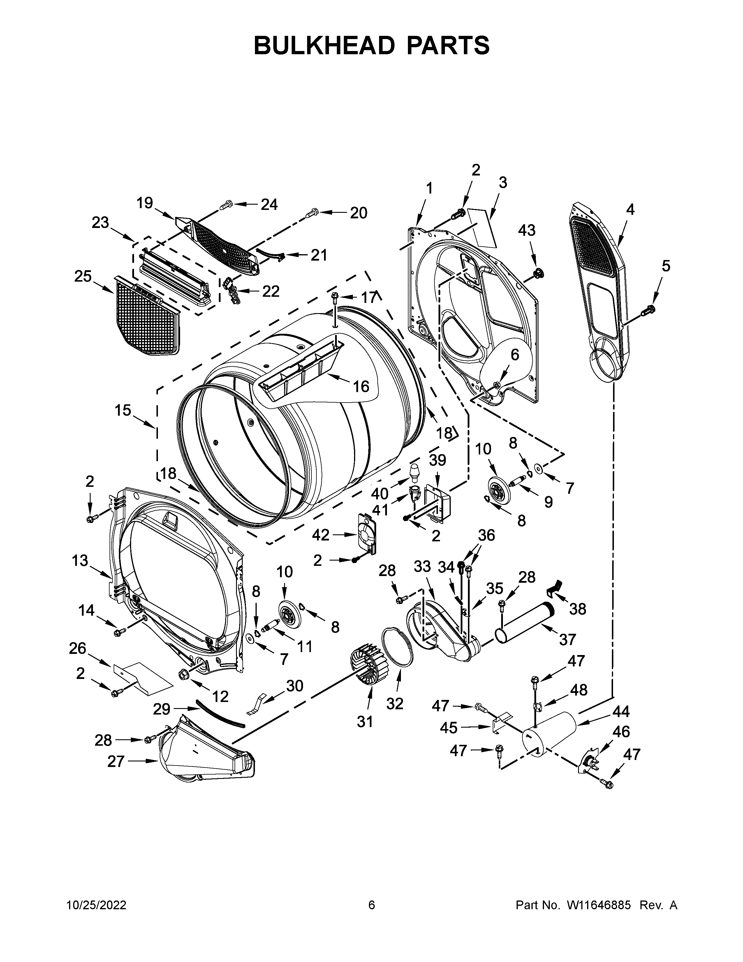 Maytag MGD6230RHW3 bulkhead parts diagram