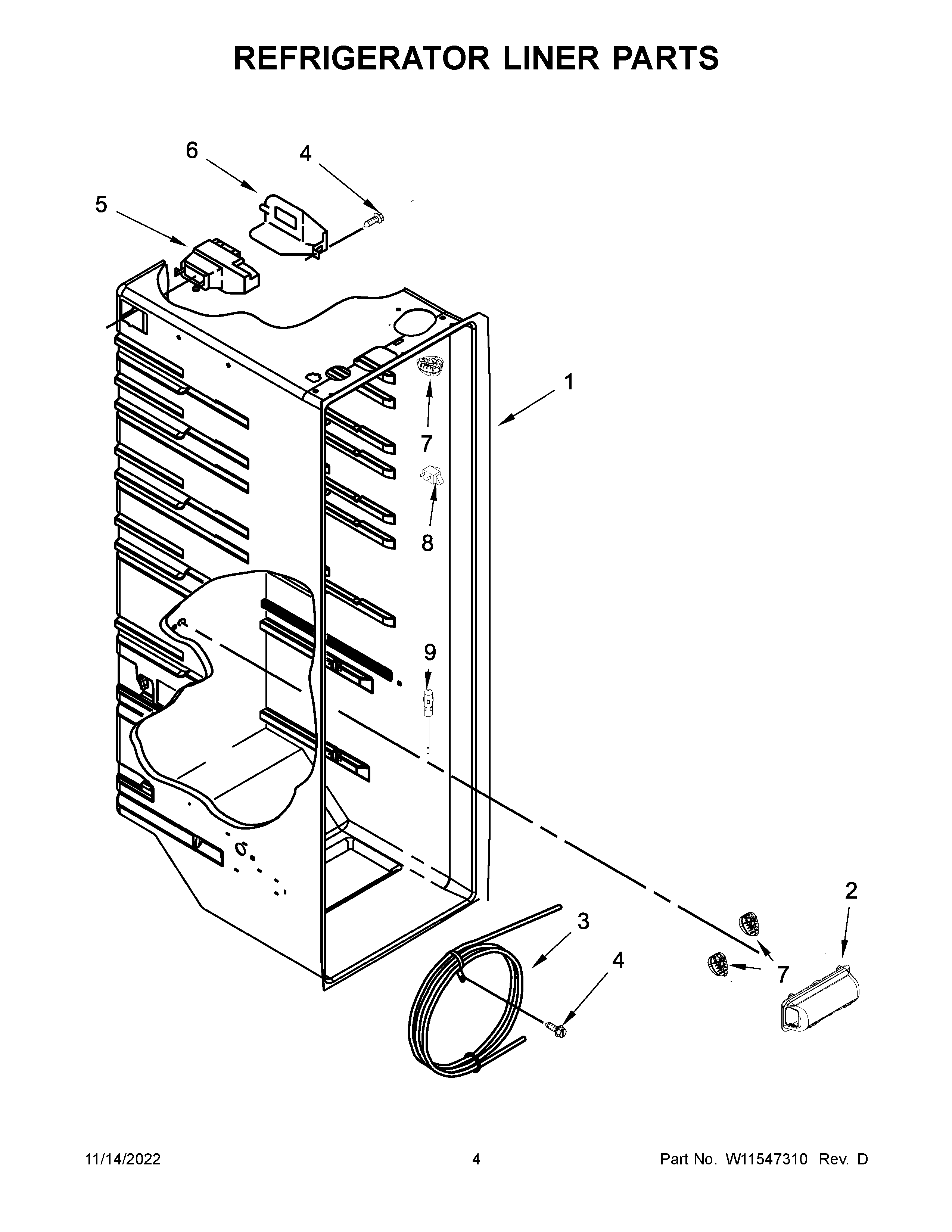 Whirlpool WRS325SDHW08 refrigerator liner parts diagram