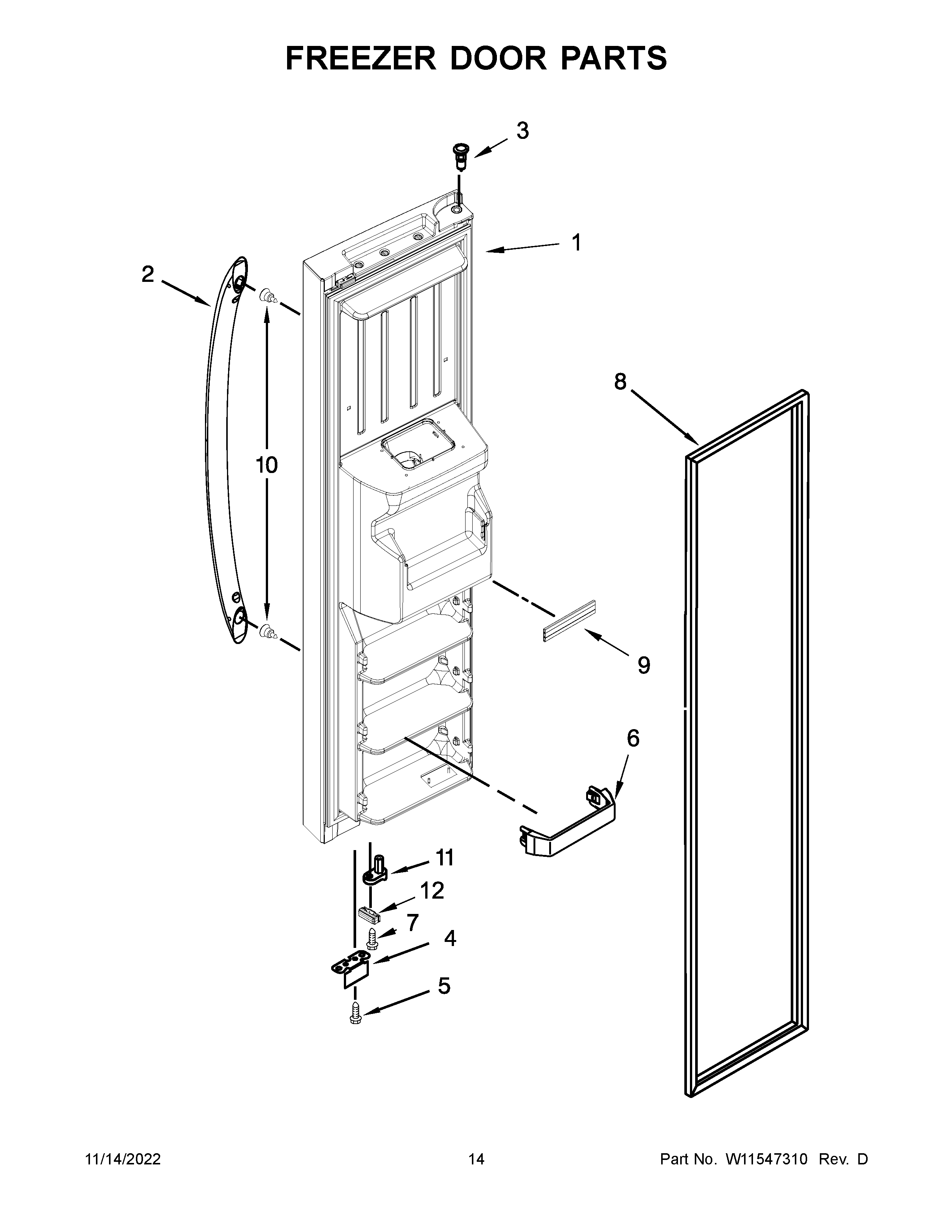 Whirlpool WRS325SDHW08 freezer door parts diagram