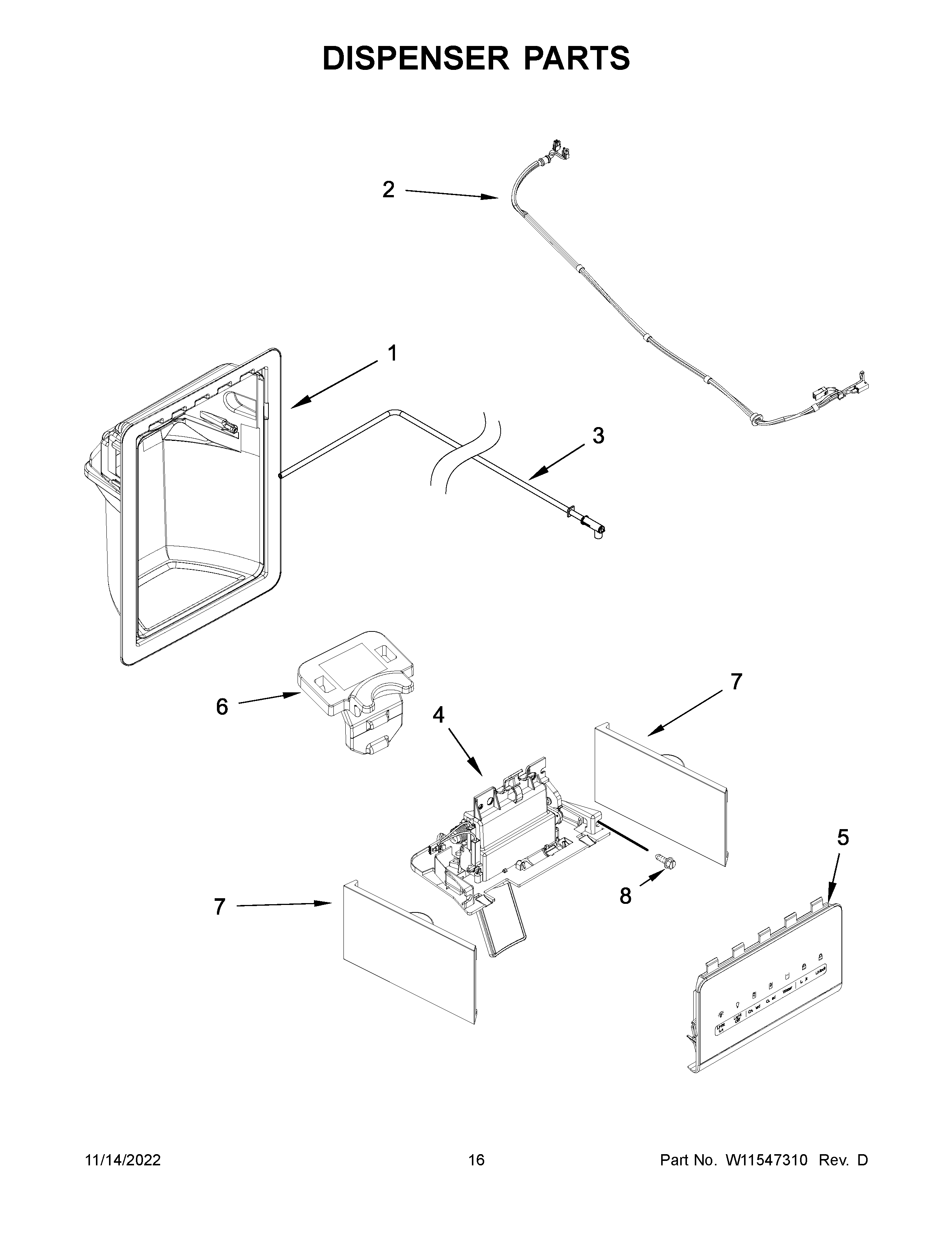Whirlpool WRS325SDHW08 dispenser parts diagram