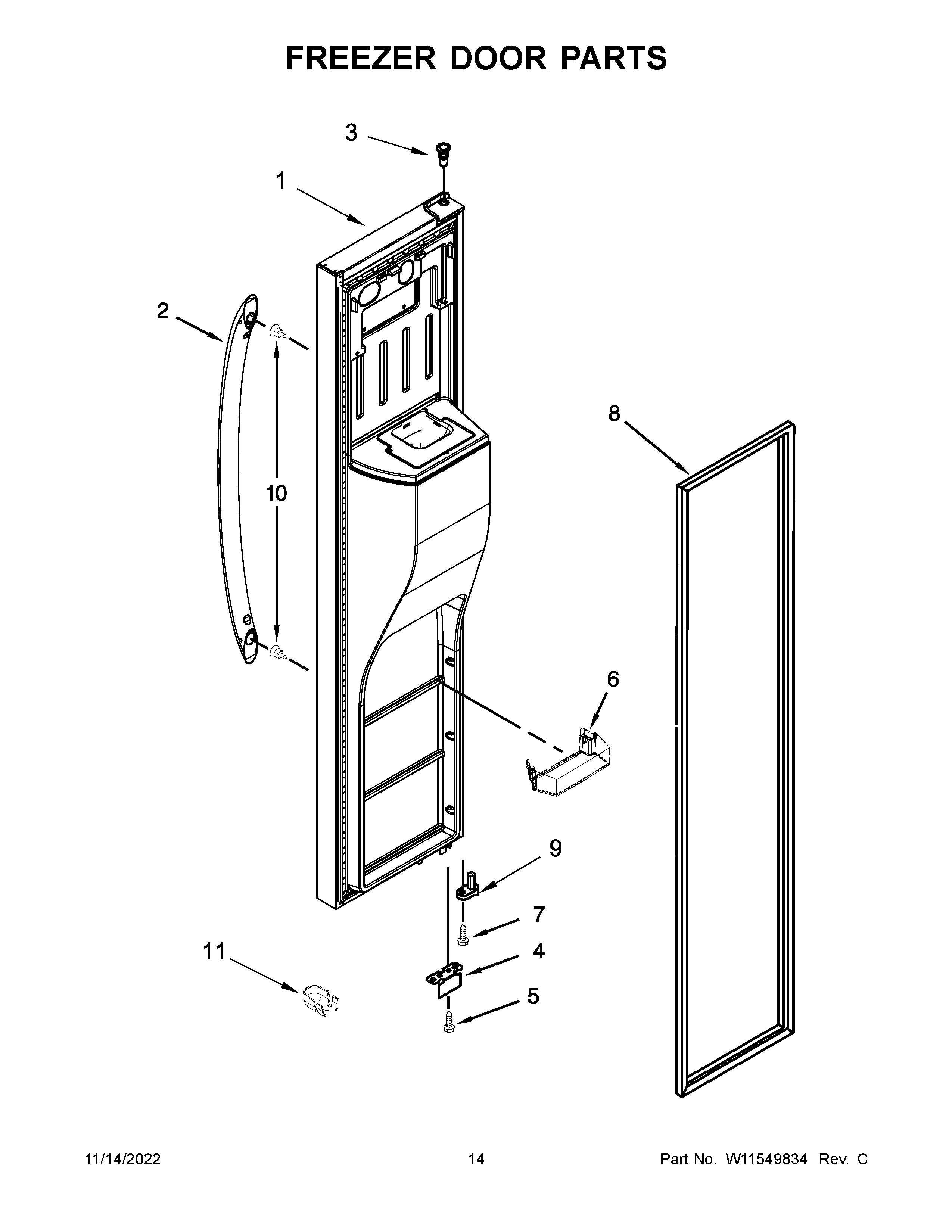 Whirlpool WRS555SIHW06 freezer door parts diagram