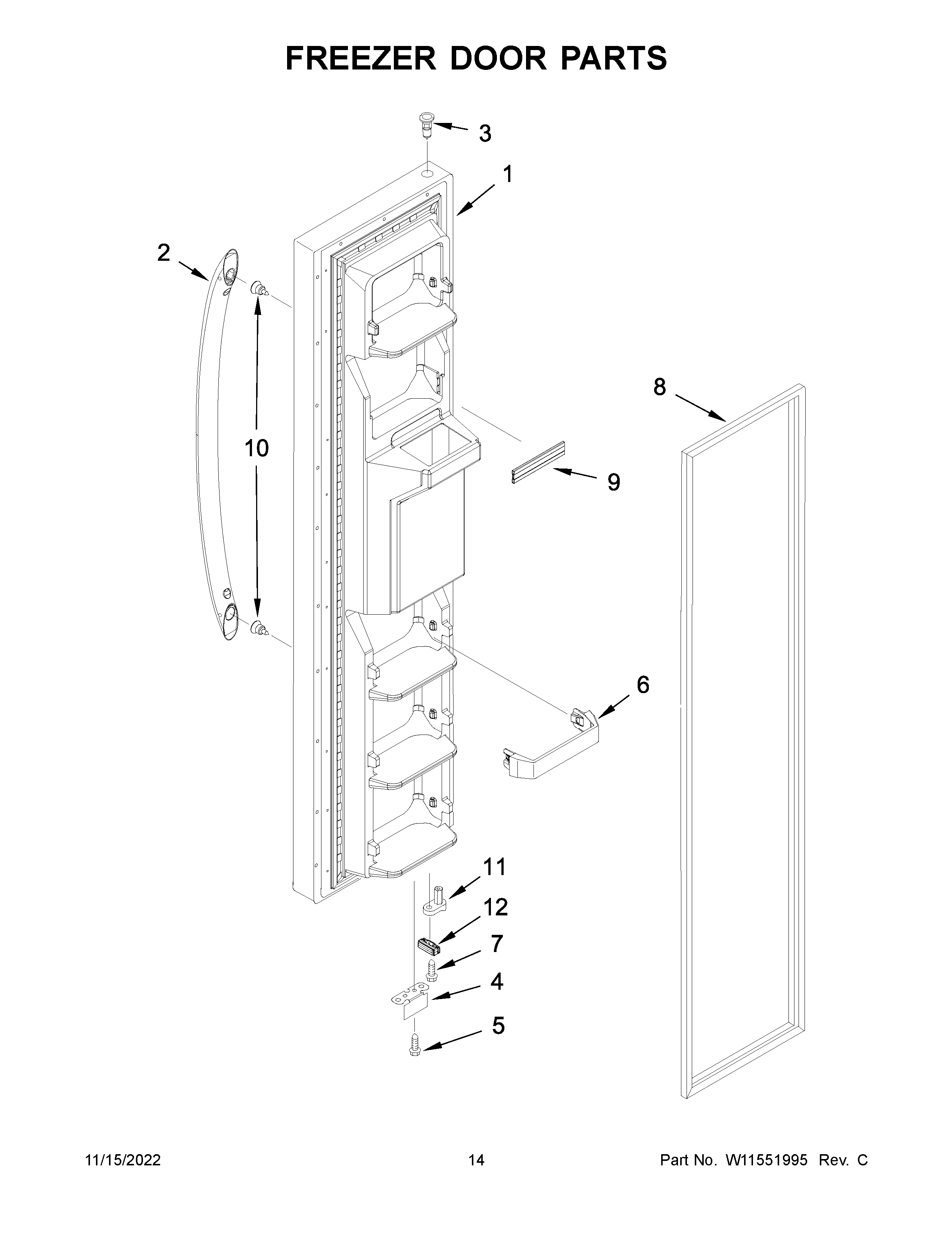 Amana ASI2175GRW07 freezer door parts diagram