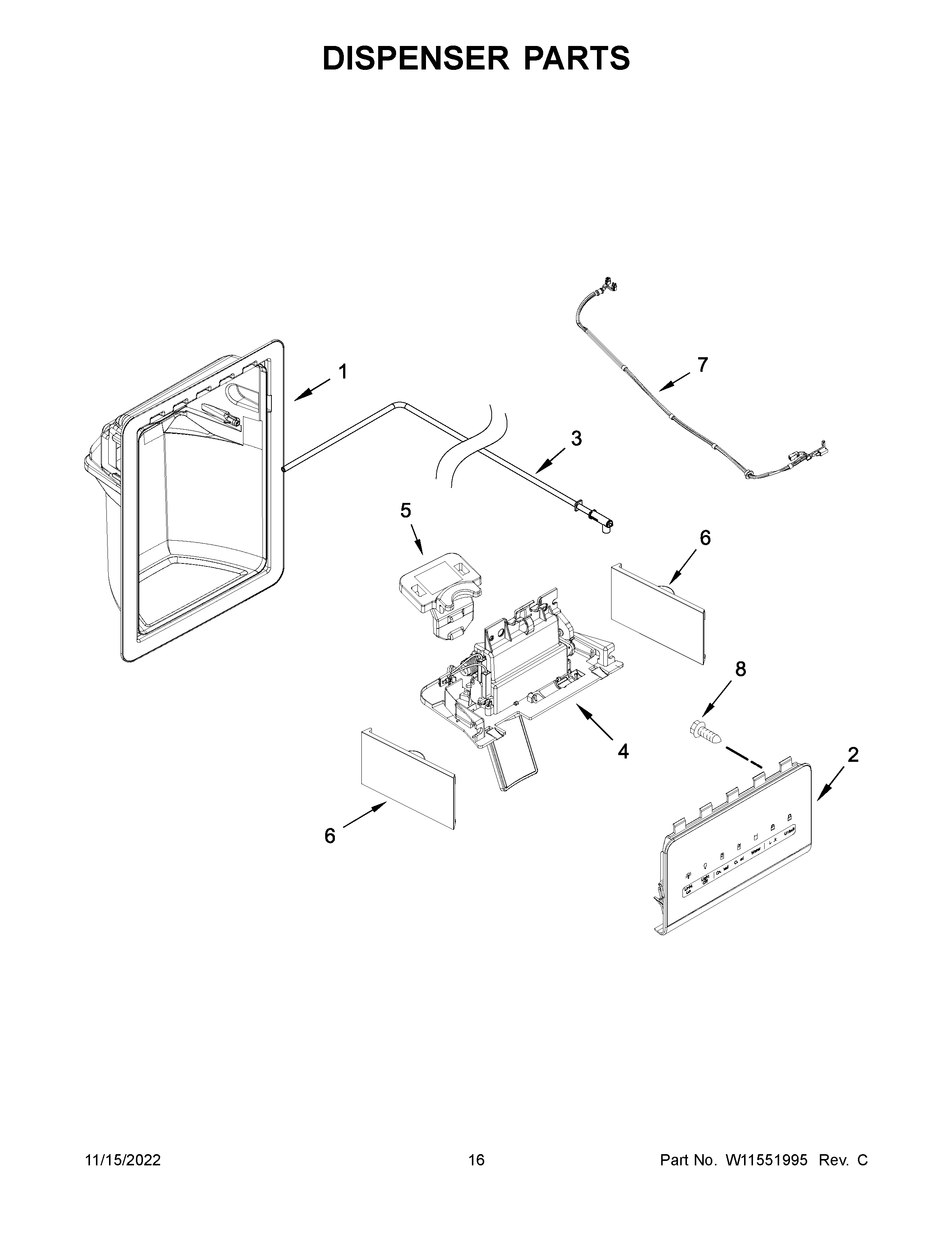 Amana ASI2175GRW07 dispenser parts diagram