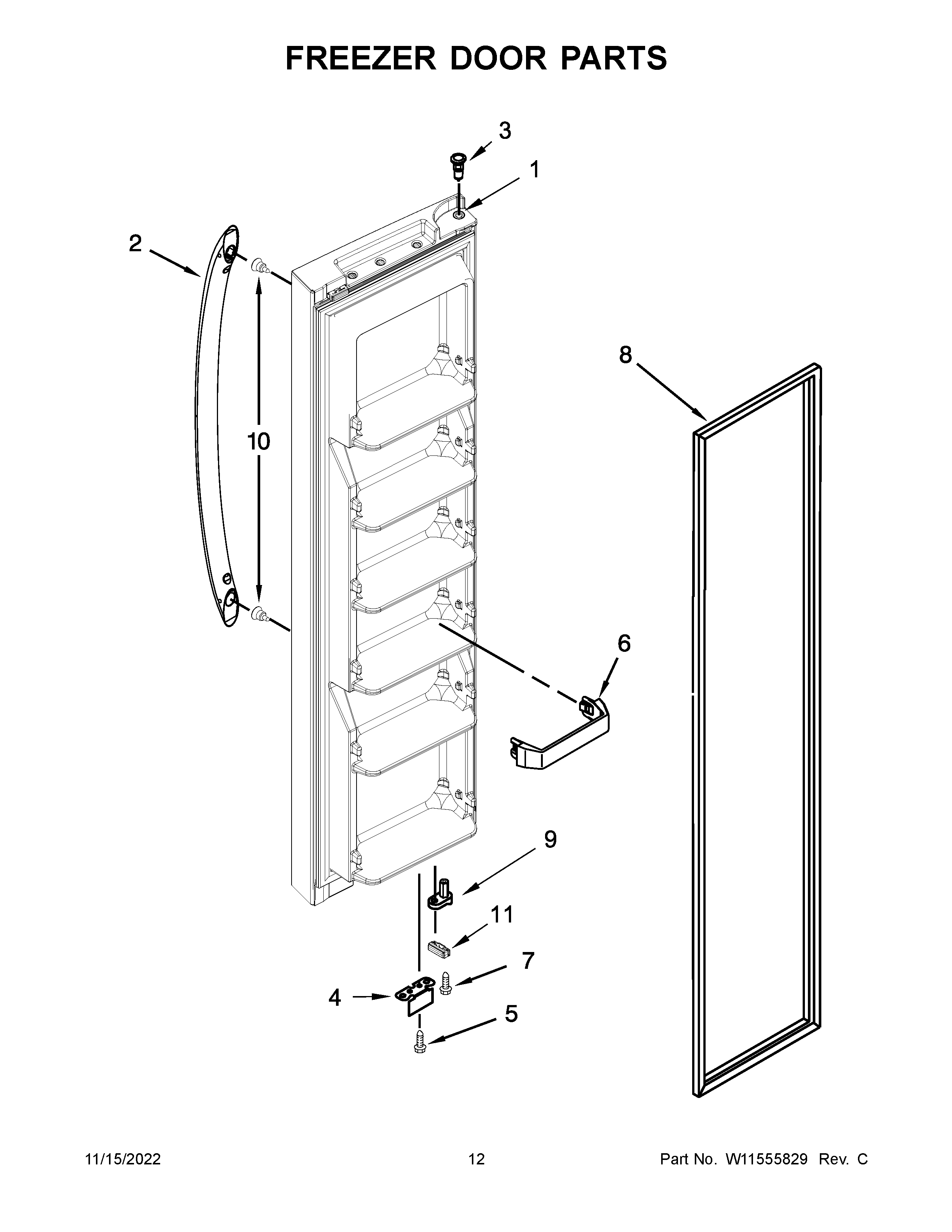 Whirlpool WRS315SNHB06 freezer door parts diagram