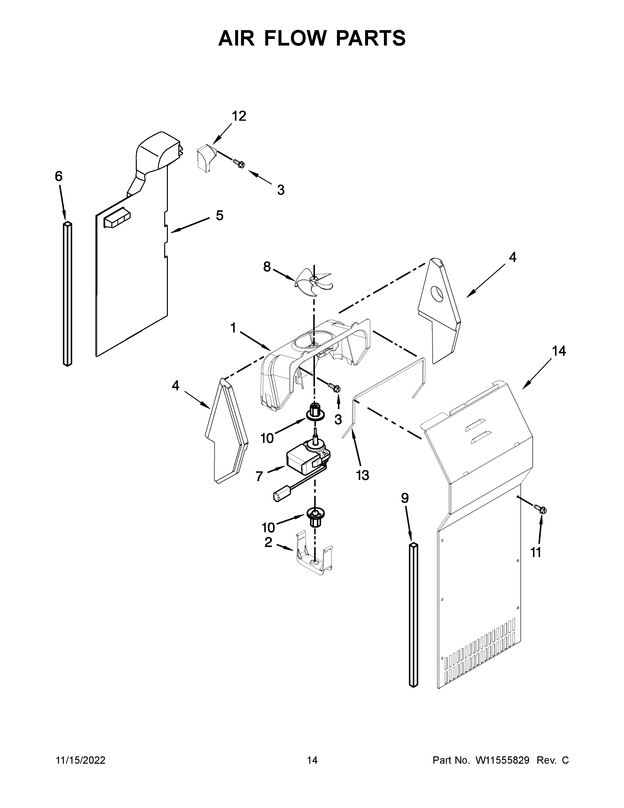 Whirlpool WRS315SNHB06 air flow parts diagram