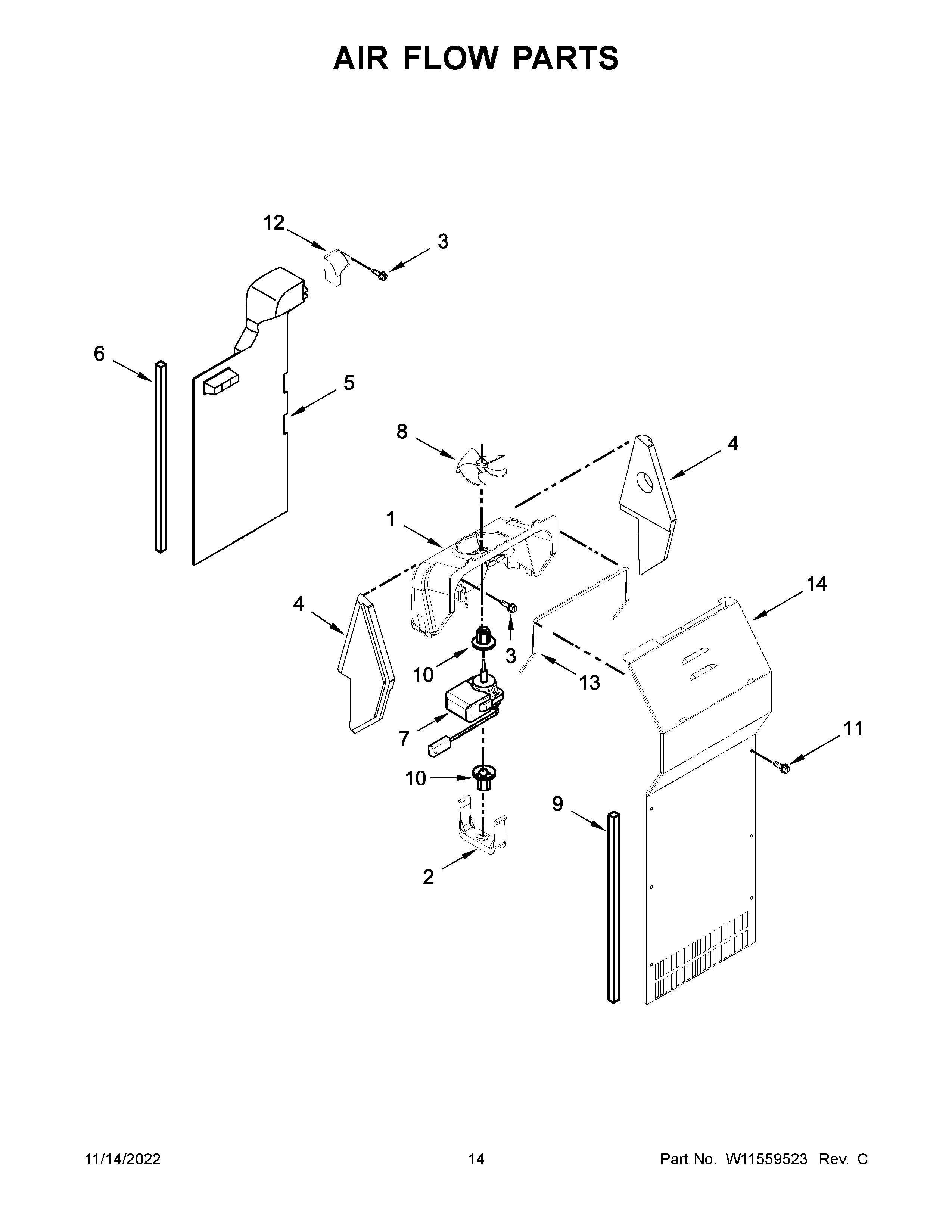 Whirlpool WRS312SNHM06 air flow parts diagram