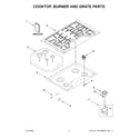 Maytag MGC7430DS05 cooktop, burner and grate parts diagram