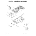 Maytag MGC9536DS05 cooktop, burner and grate parts diagram