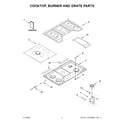 Whirlpool WCG97US0HS05 cooktop, burner and grate parts diagram
