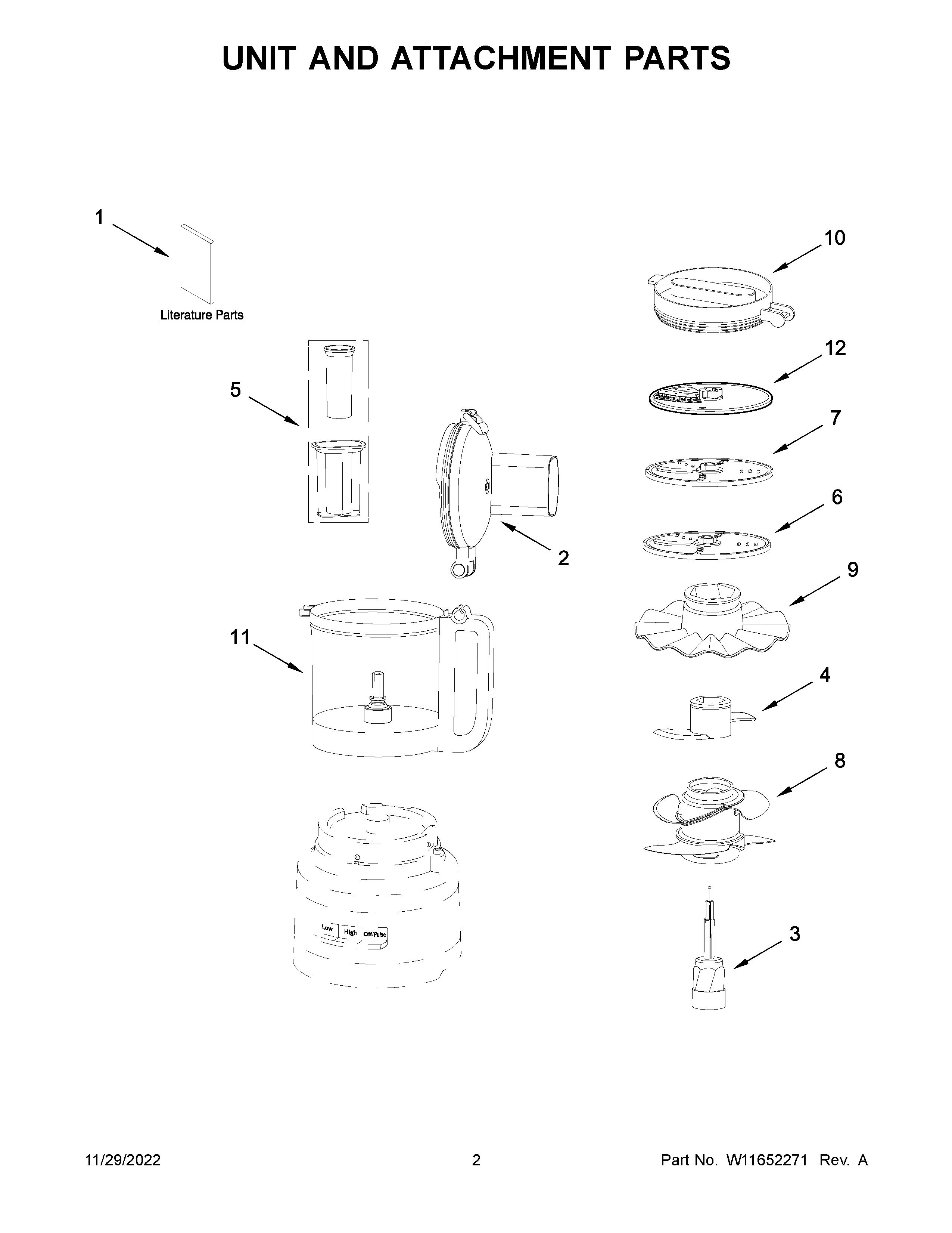 KitchenAid 5KFP0921EER0 unit and attachment parts diagram