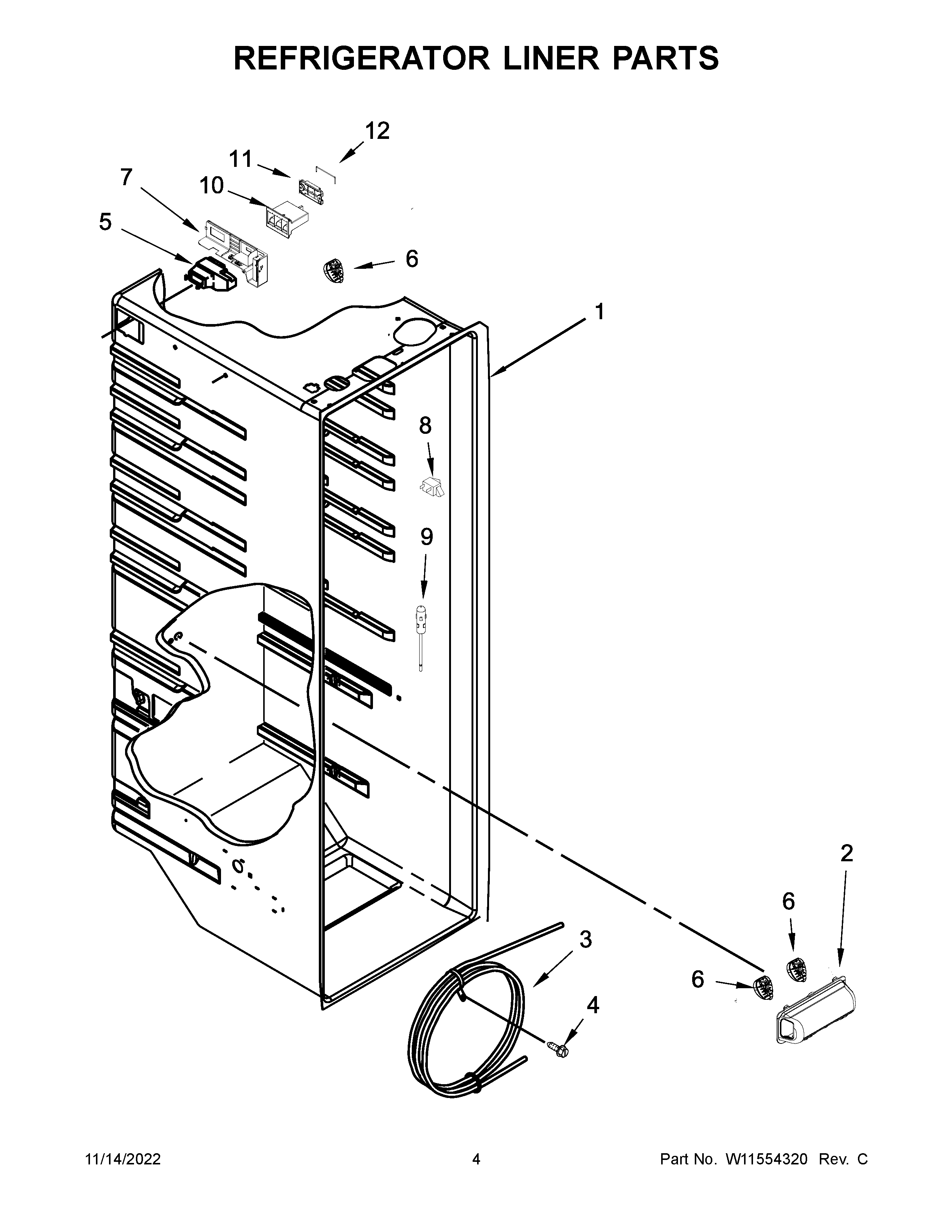 Amana ASI2575GRS08 refrigerator liner parts diagram