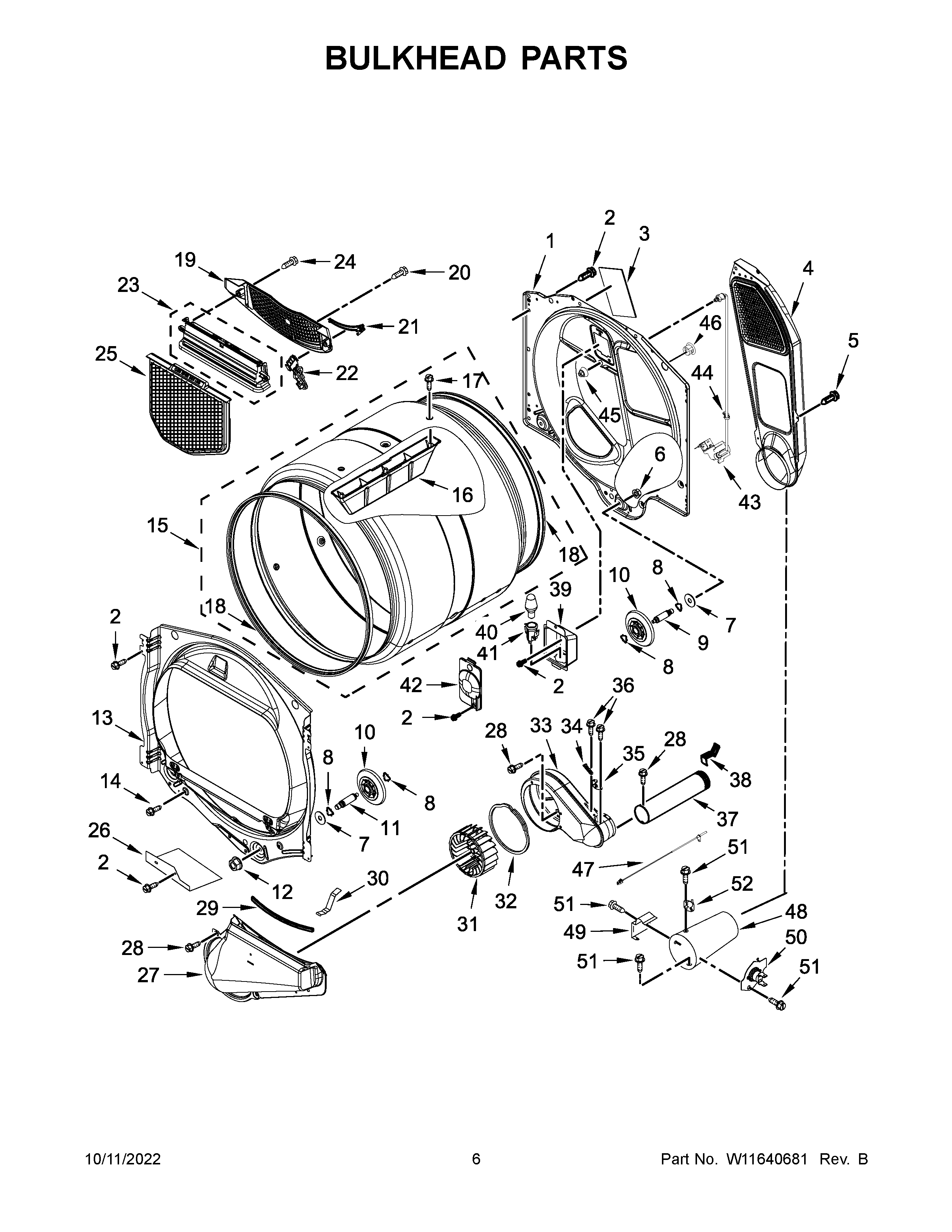 Maytag MGD7230HC3 bulkhead parts diagram