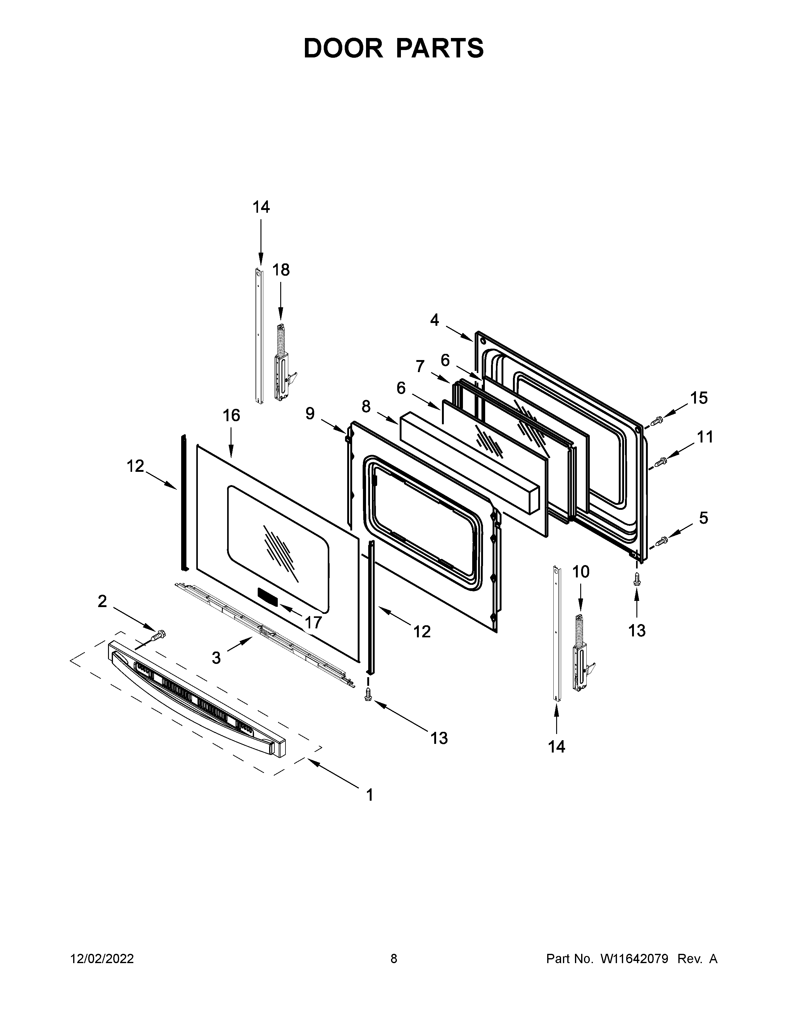 Whirlpool WEG515S0LS3 door parts diagram