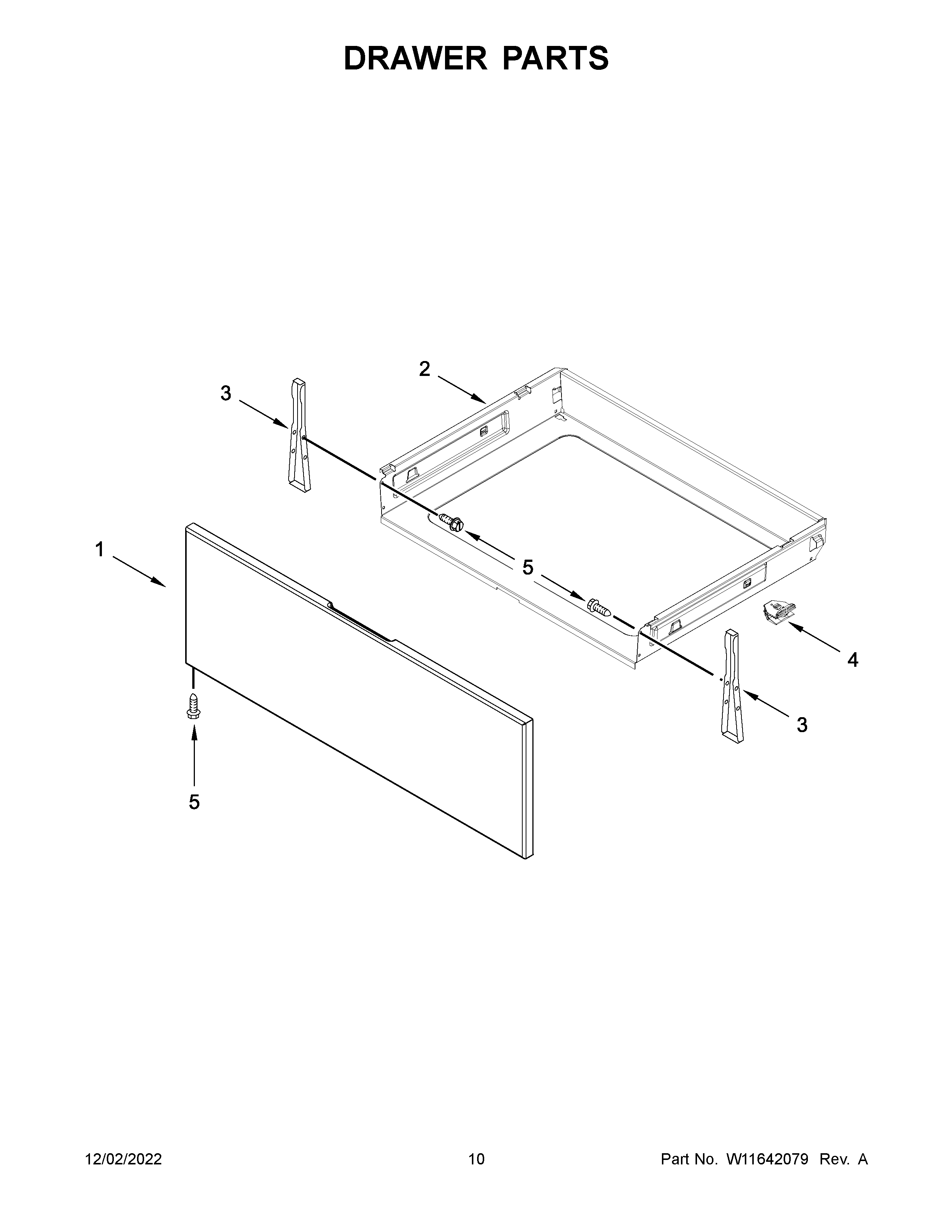 Whirlpool WEG515S0LS3 drawer parts diagram