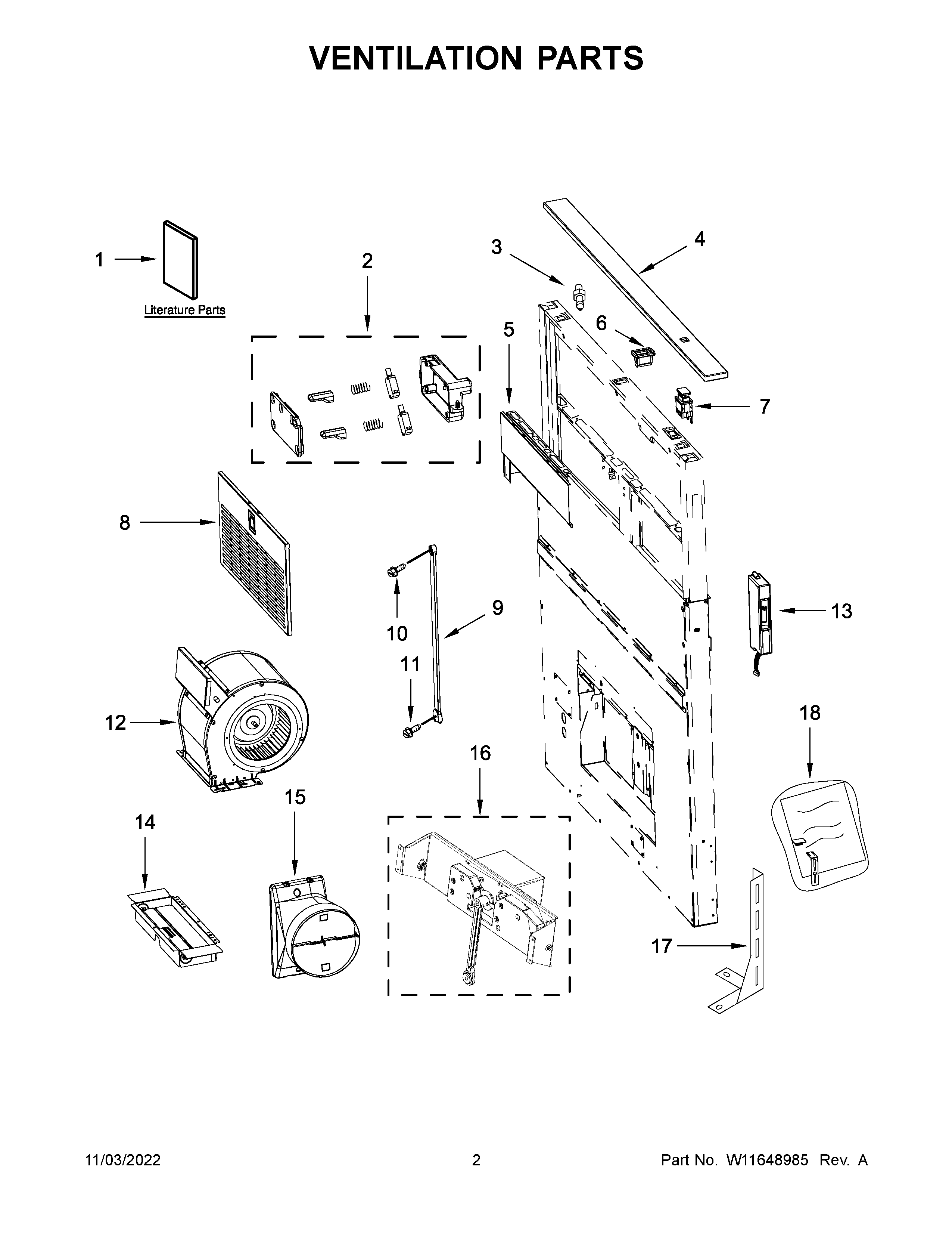 KitchenAid KXD4630YSS7 ventilation parts diagram