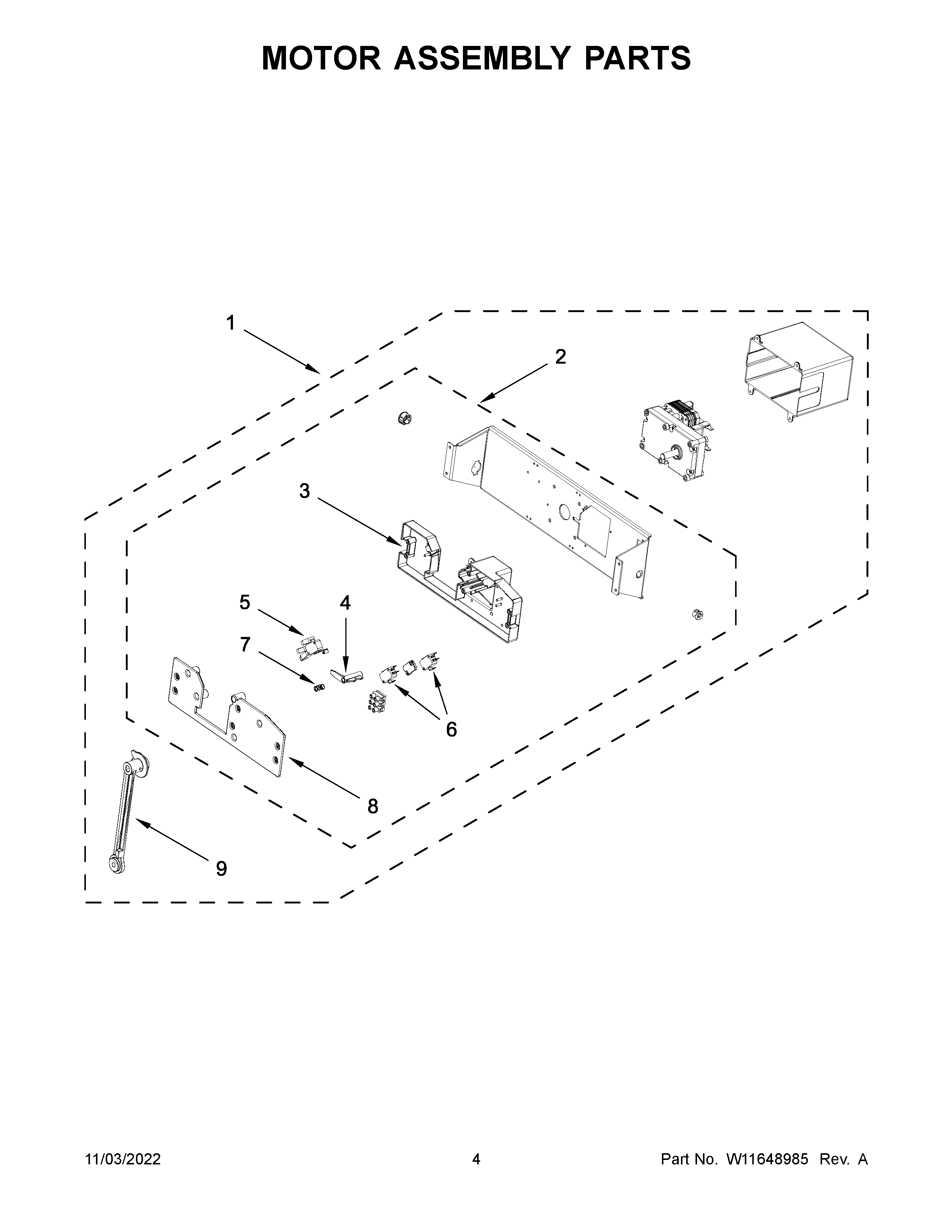 KitchenAid KXD4630YSS7 motor assembly parts diagram