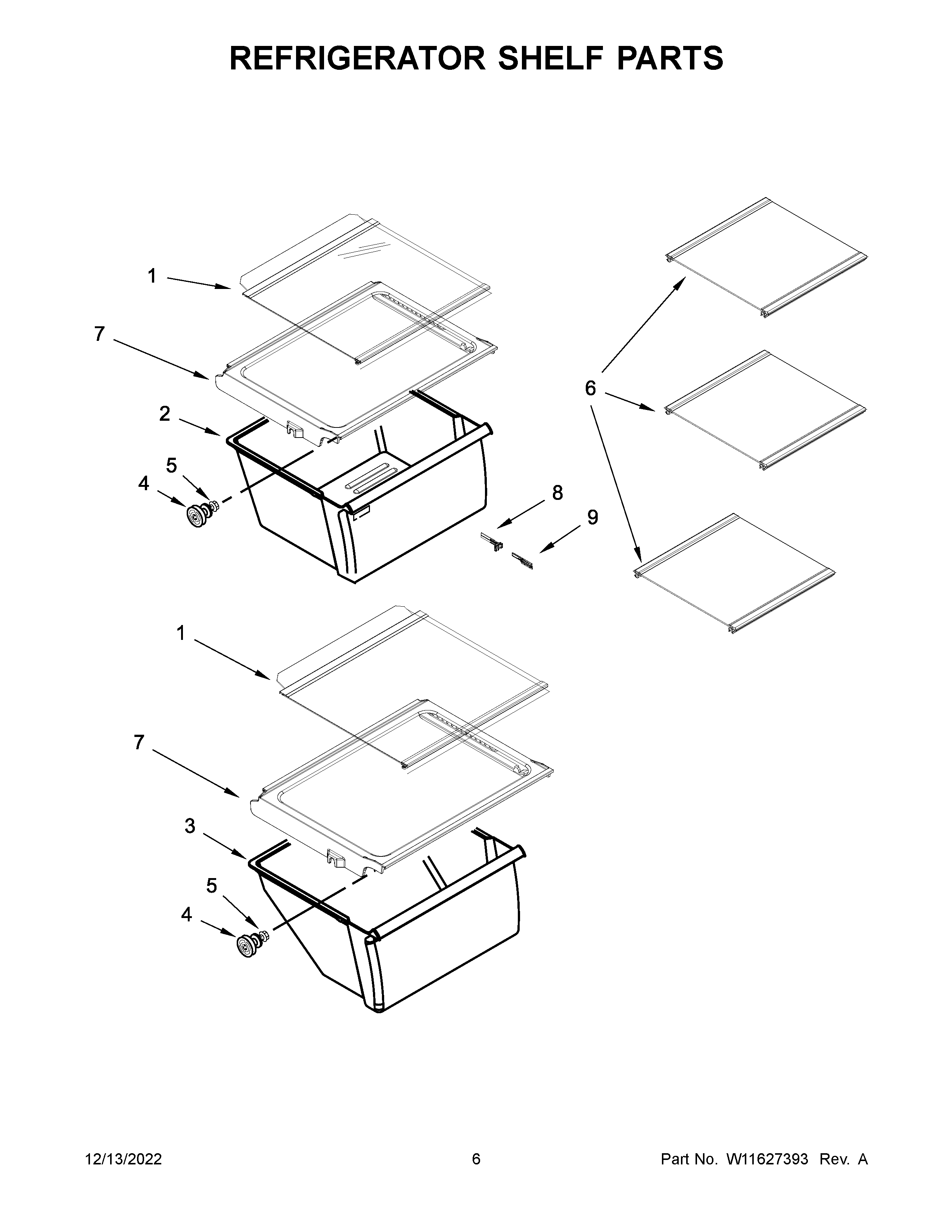 Amana ASI2575GRB09 refrigerator shelf parts diagram