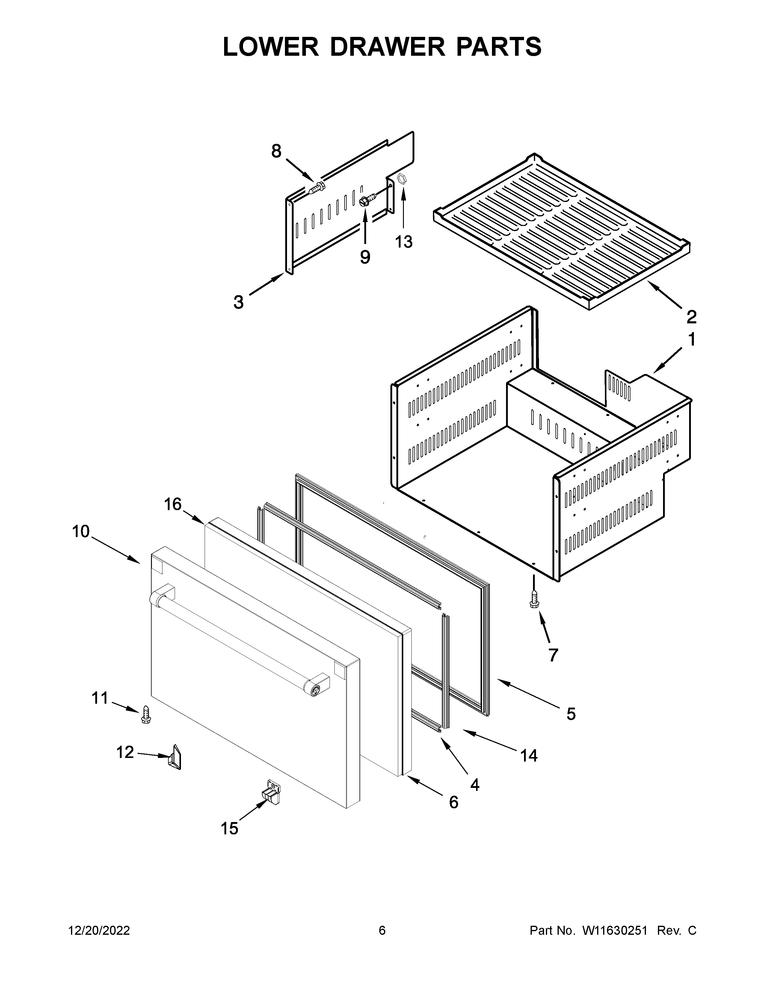 Jenn-Air JUDFP242HL11 lower drawer parts diagram