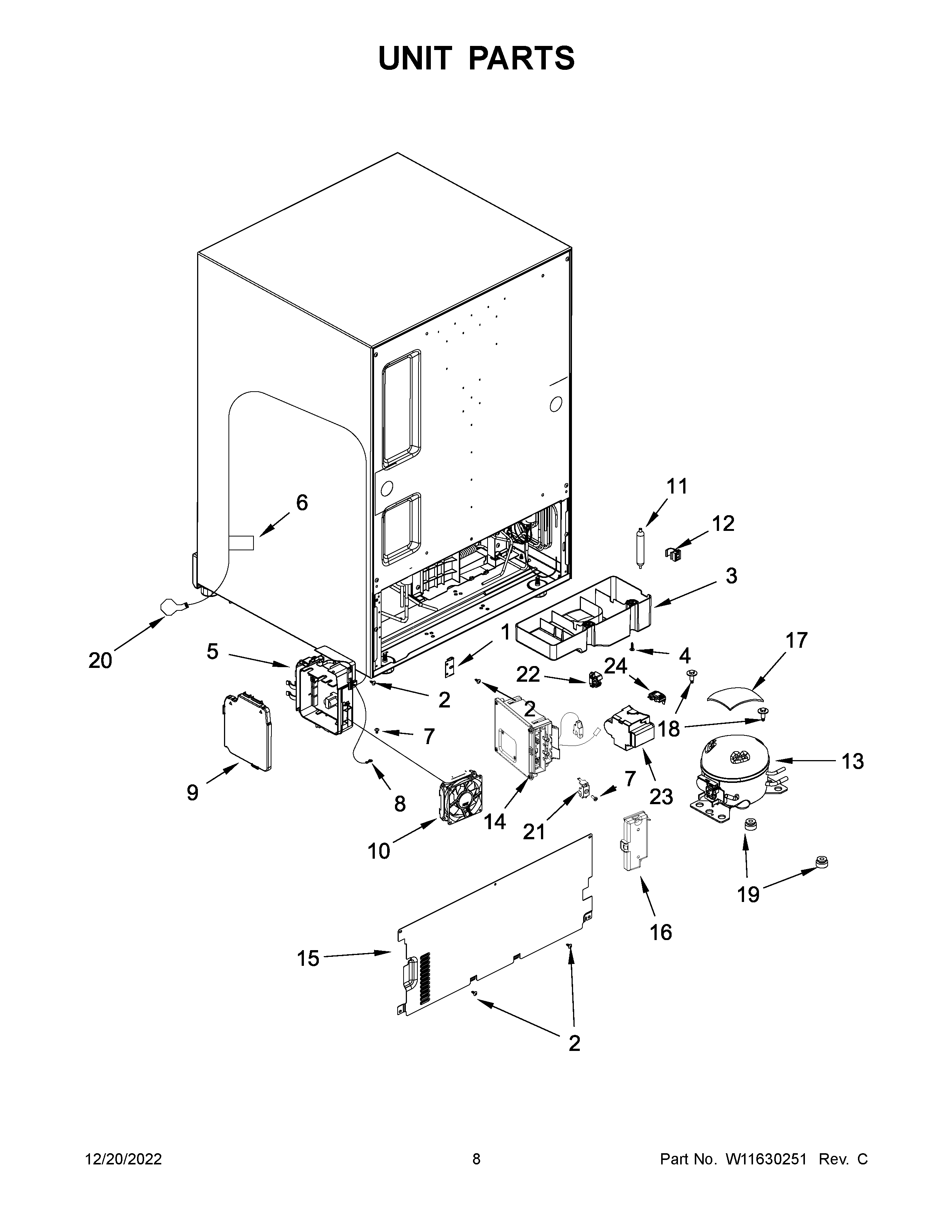 Jenn-Air JUDFP242HL11 unit parts diagram