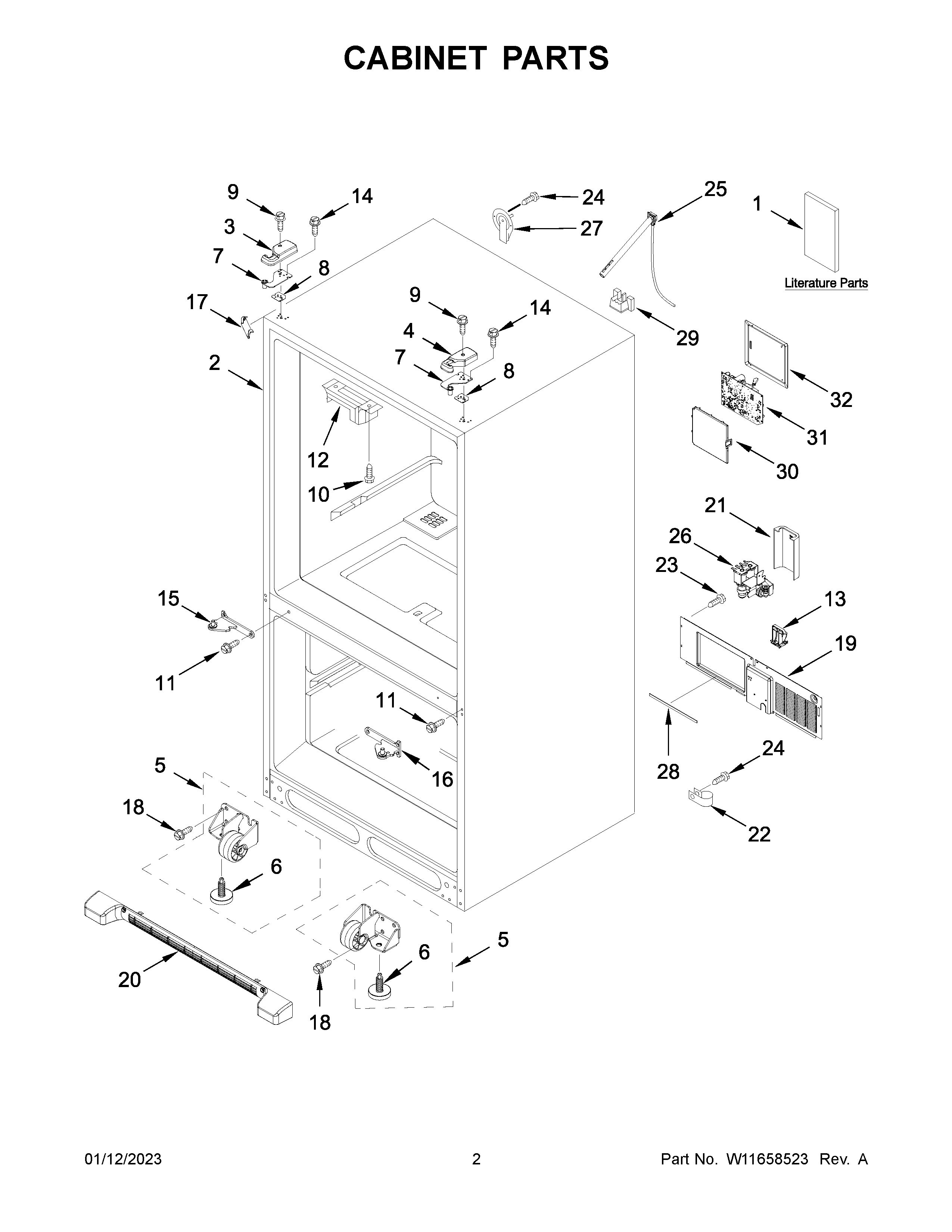 Whirlpool WRFF5333PB00 cabinet parts diagram