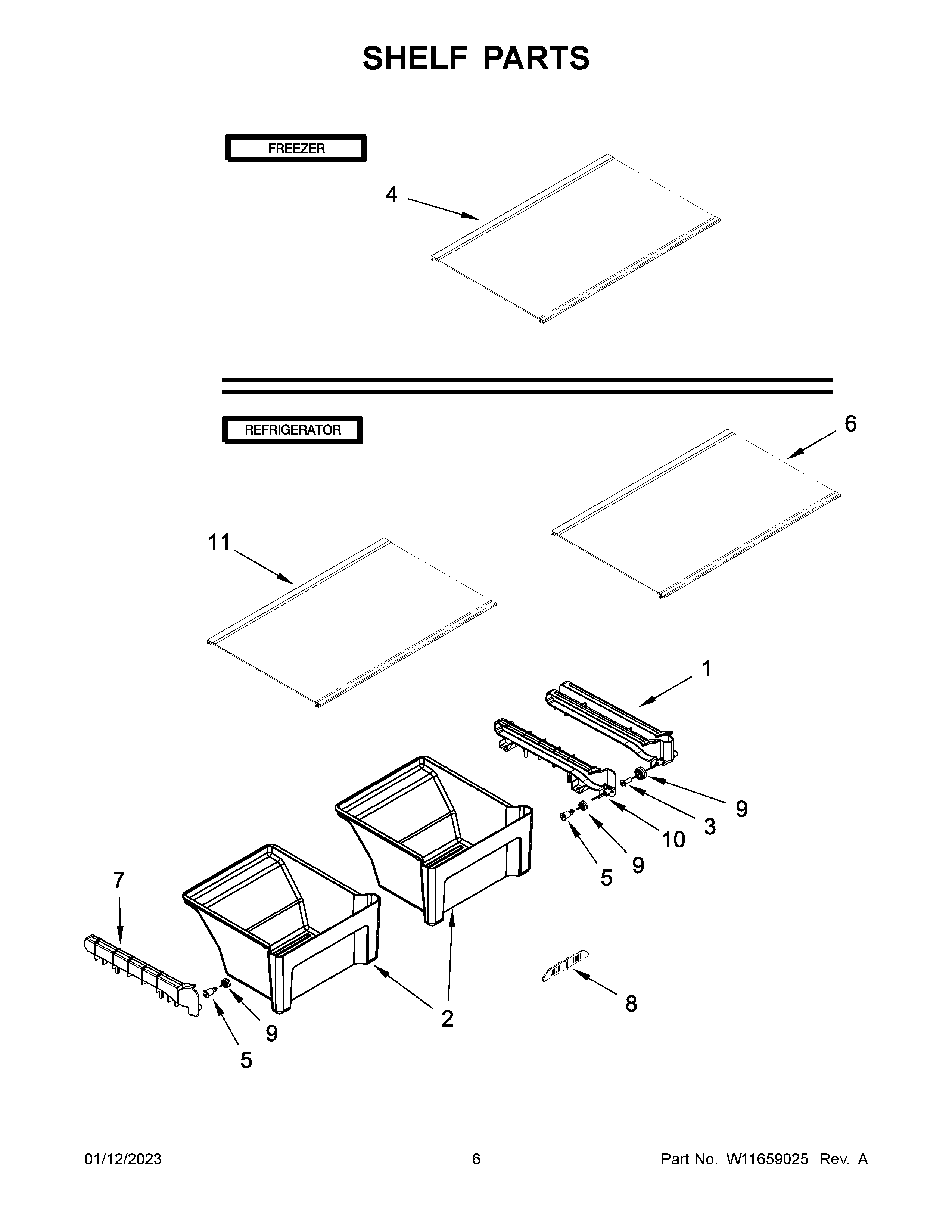 Amana ART318FFDB11 shelf parts diagram