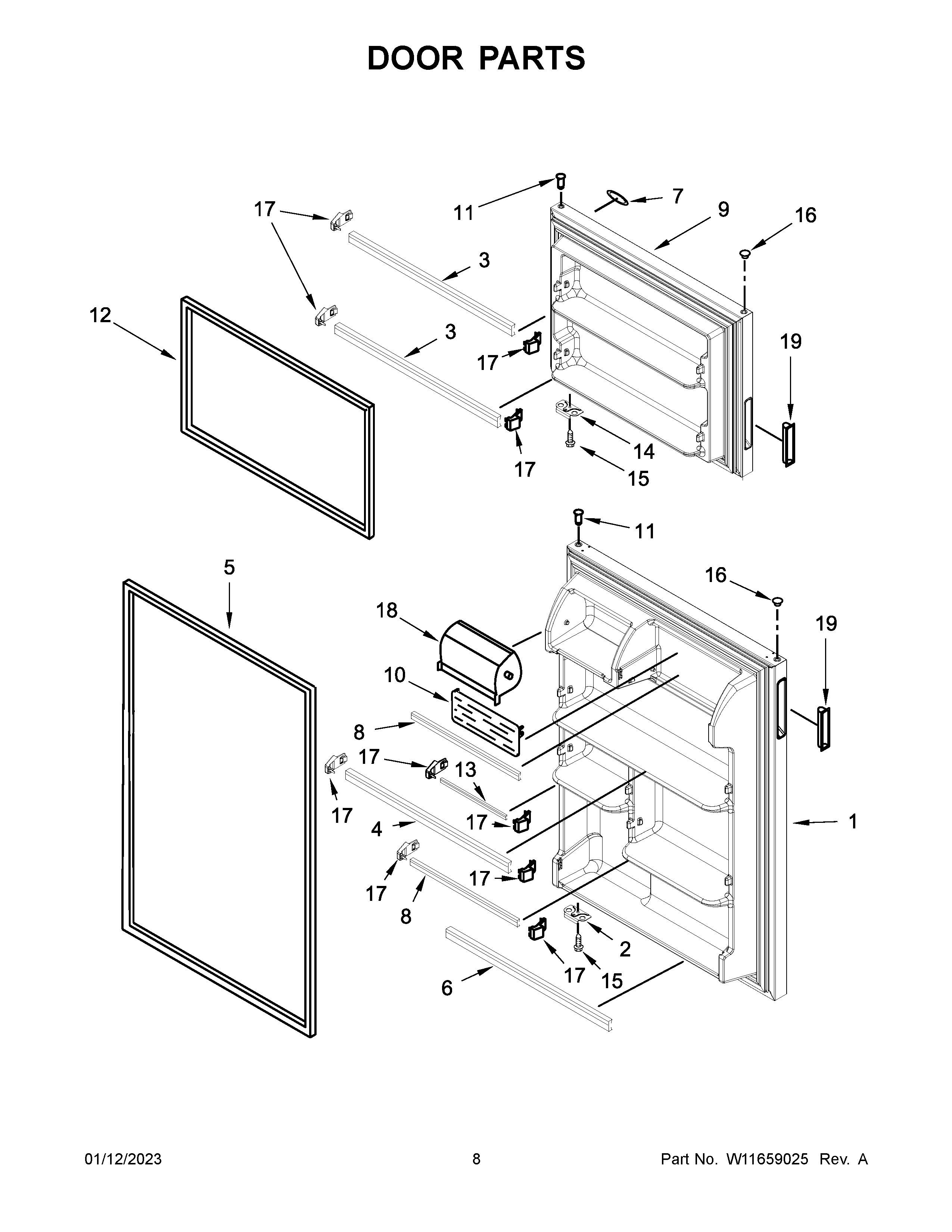 Amana ART318FFDB11 door parts diagram