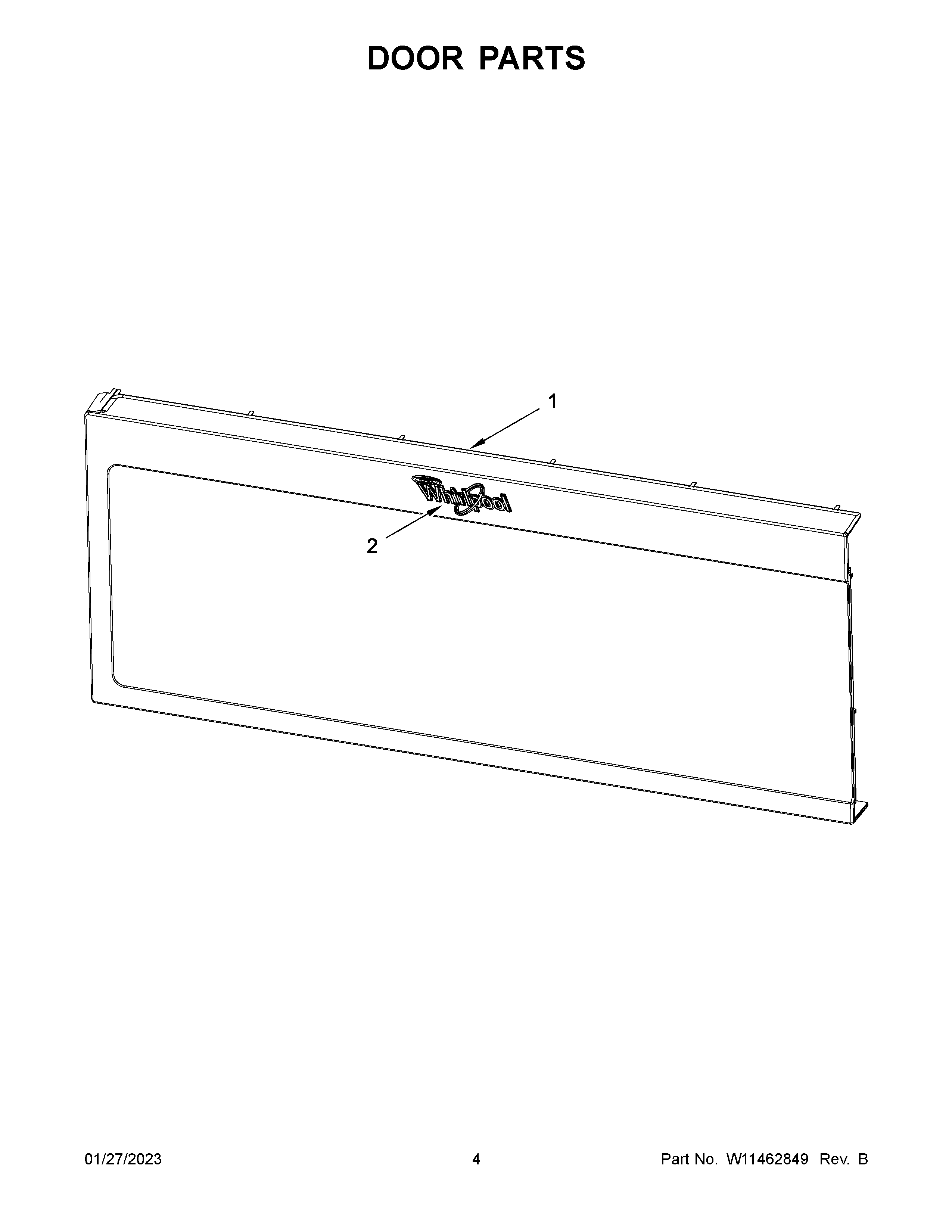 Whirlpool WML35011KS00 door parts diagram