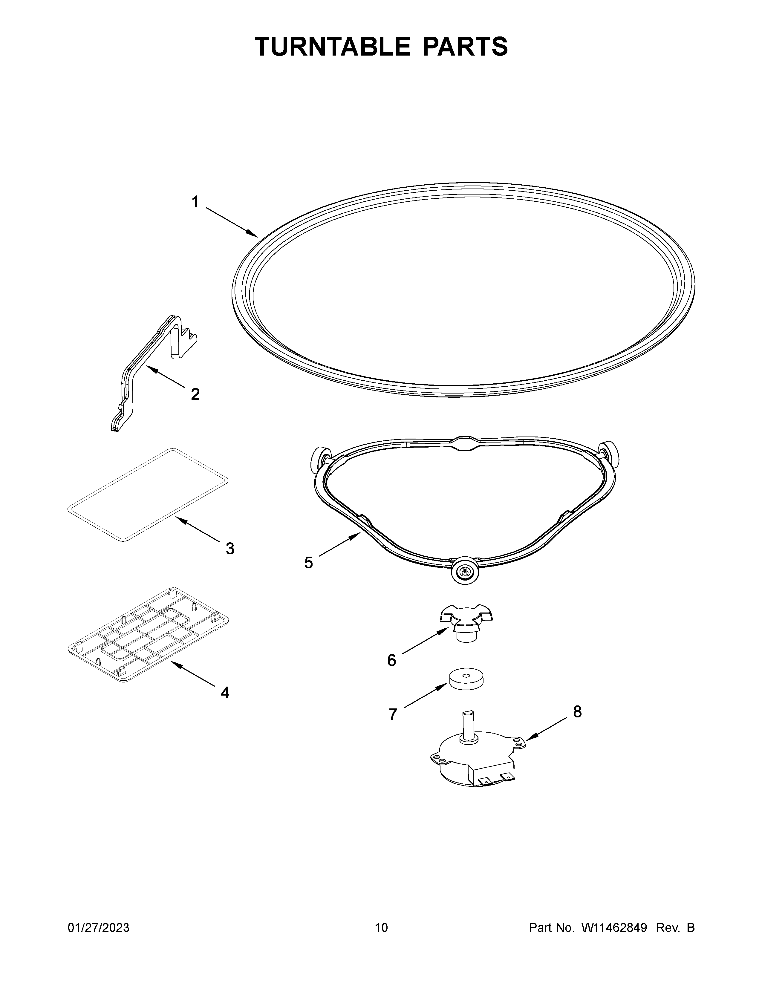Whirlpool WML35011KS00 turntable parts diagram