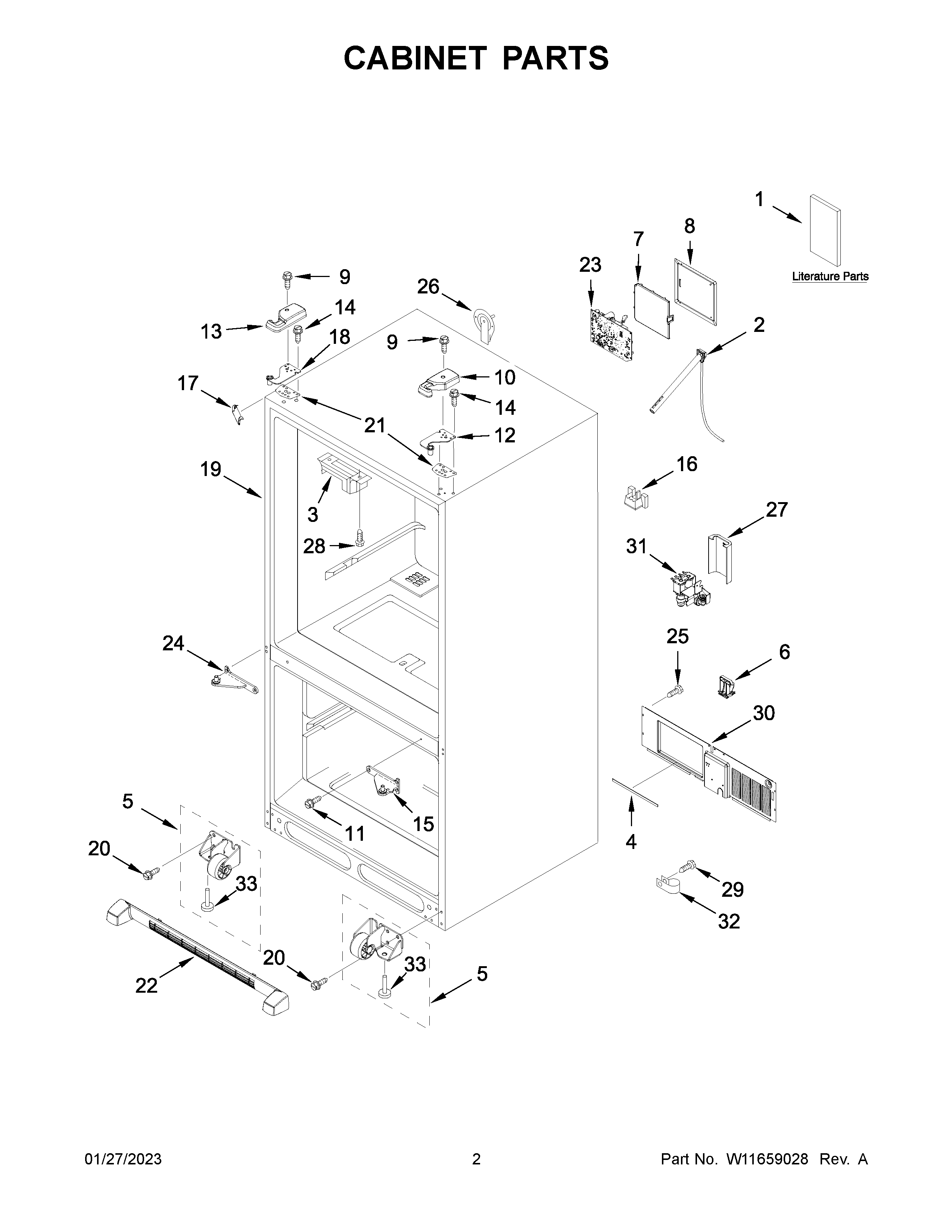 KitchenAid KRFC300EBS07 cabinet parts diagram