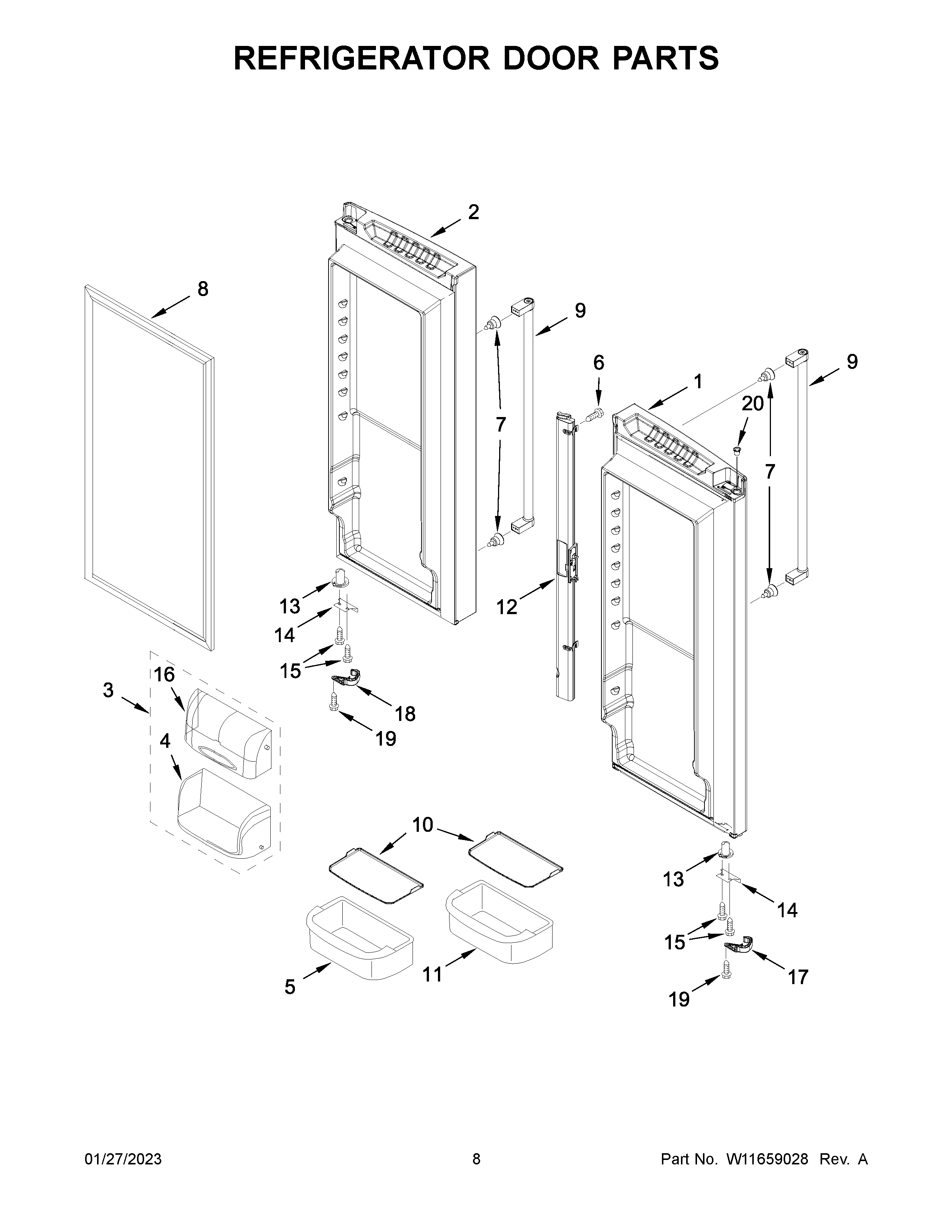 KitchenAid KRFC300EBS07 refrigerator door parts diagram