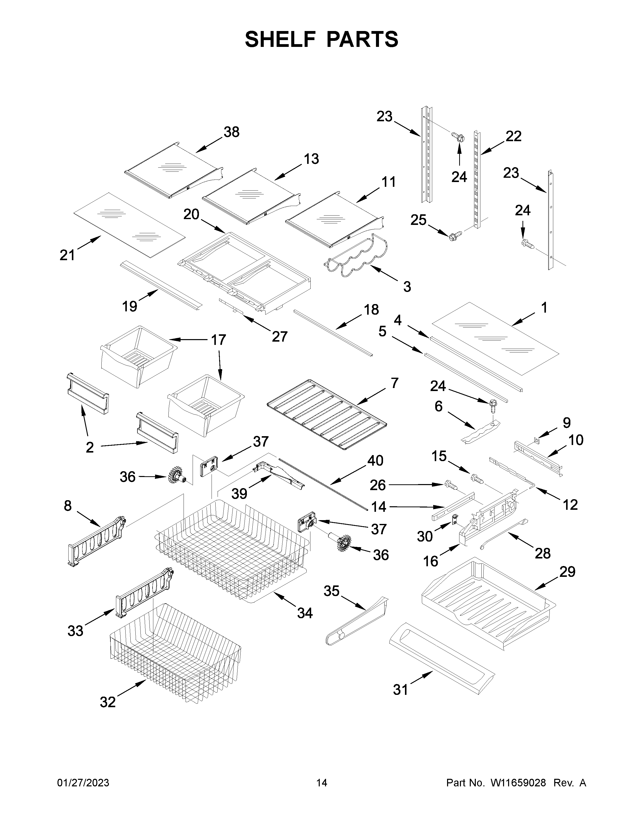 KitchenAid KRFC300EBS07 shelf parts diagram