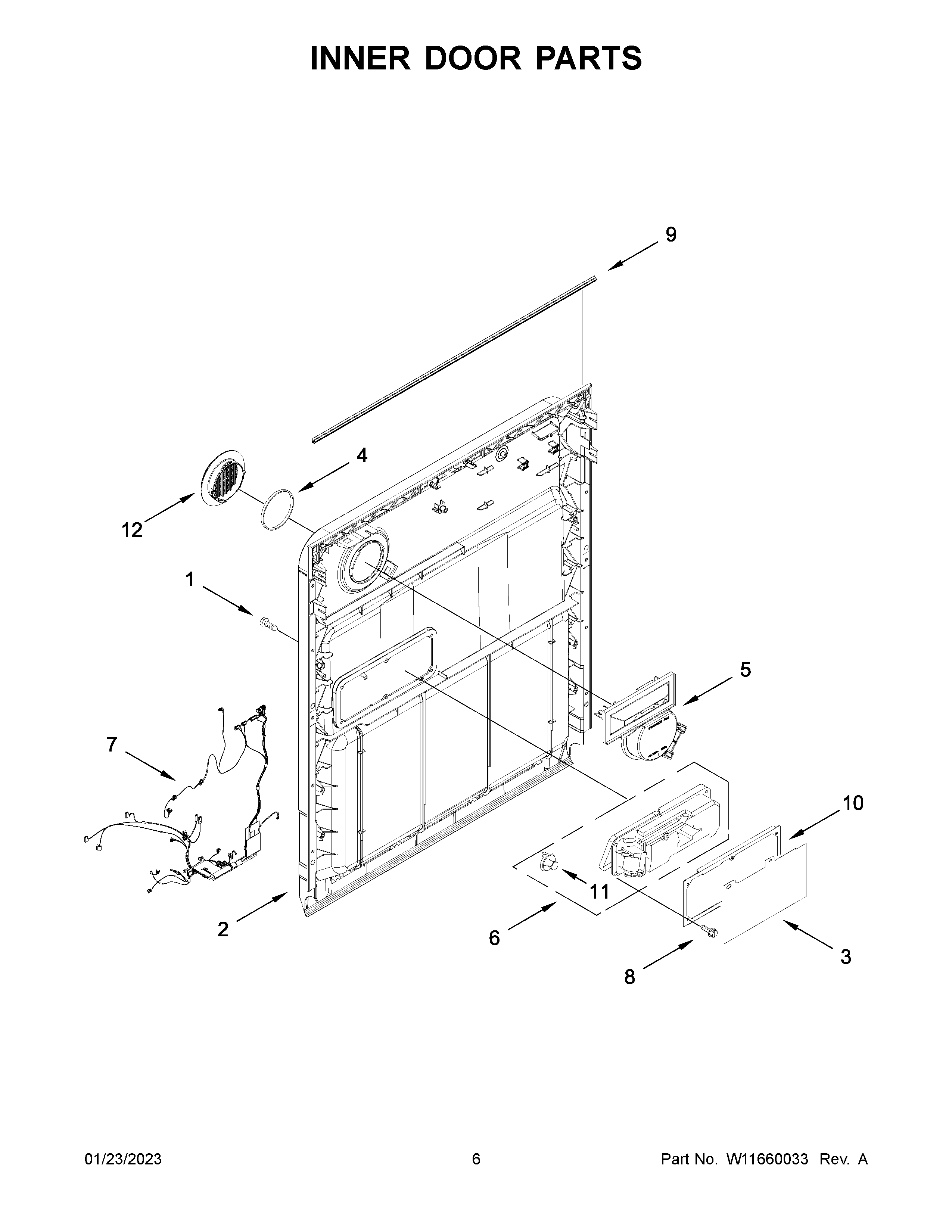 Whirlpool WDF340PAMT0 inner door parts diagram
