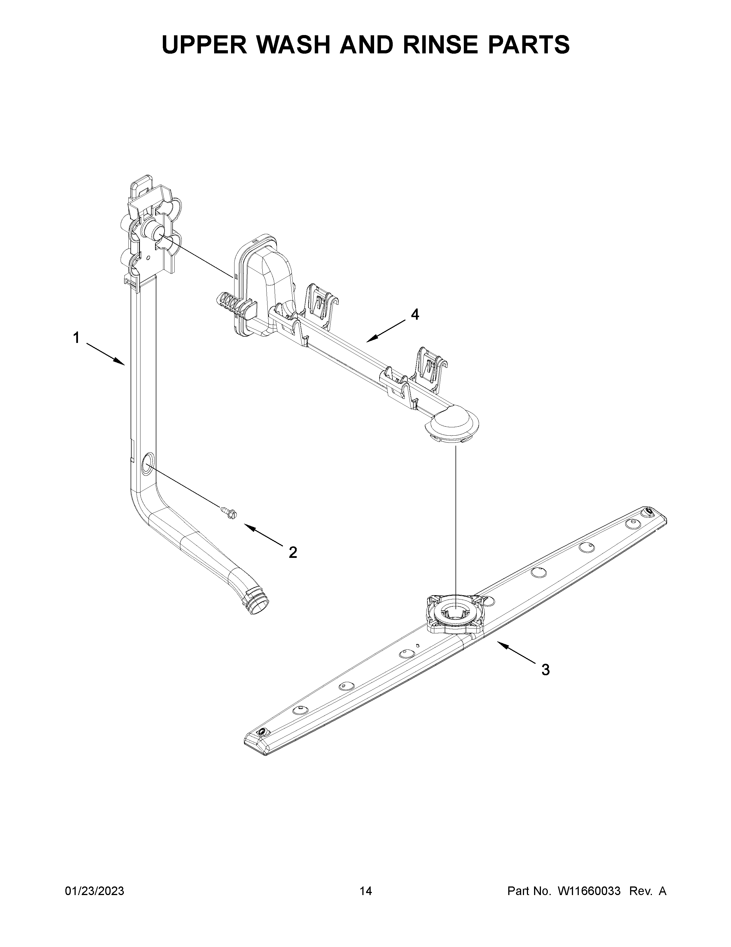 Whirlpool WDF340PAMT0 upper wash and rinse parts diagram