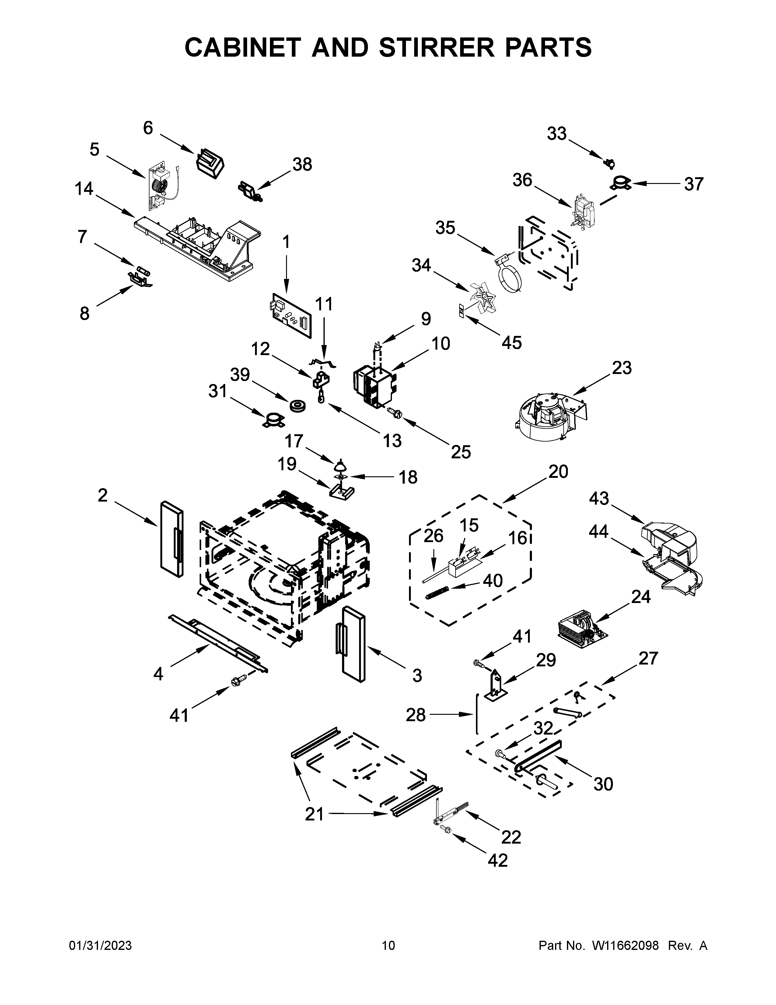 Jenn-Air JMW2430LM02 cabinet and stirrer parts diagram