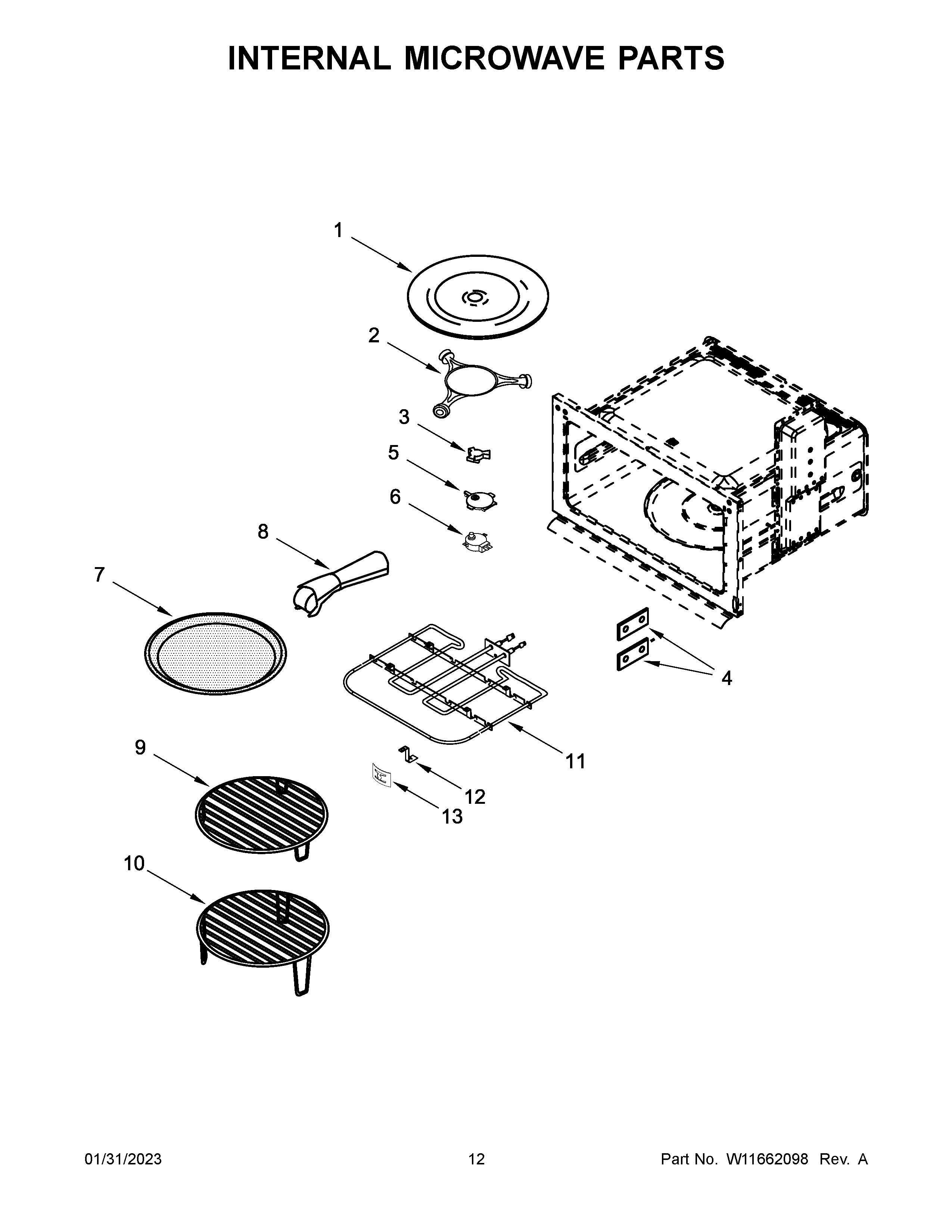 Jenn-Air JMW2430LM02 internal microwave parts diagram