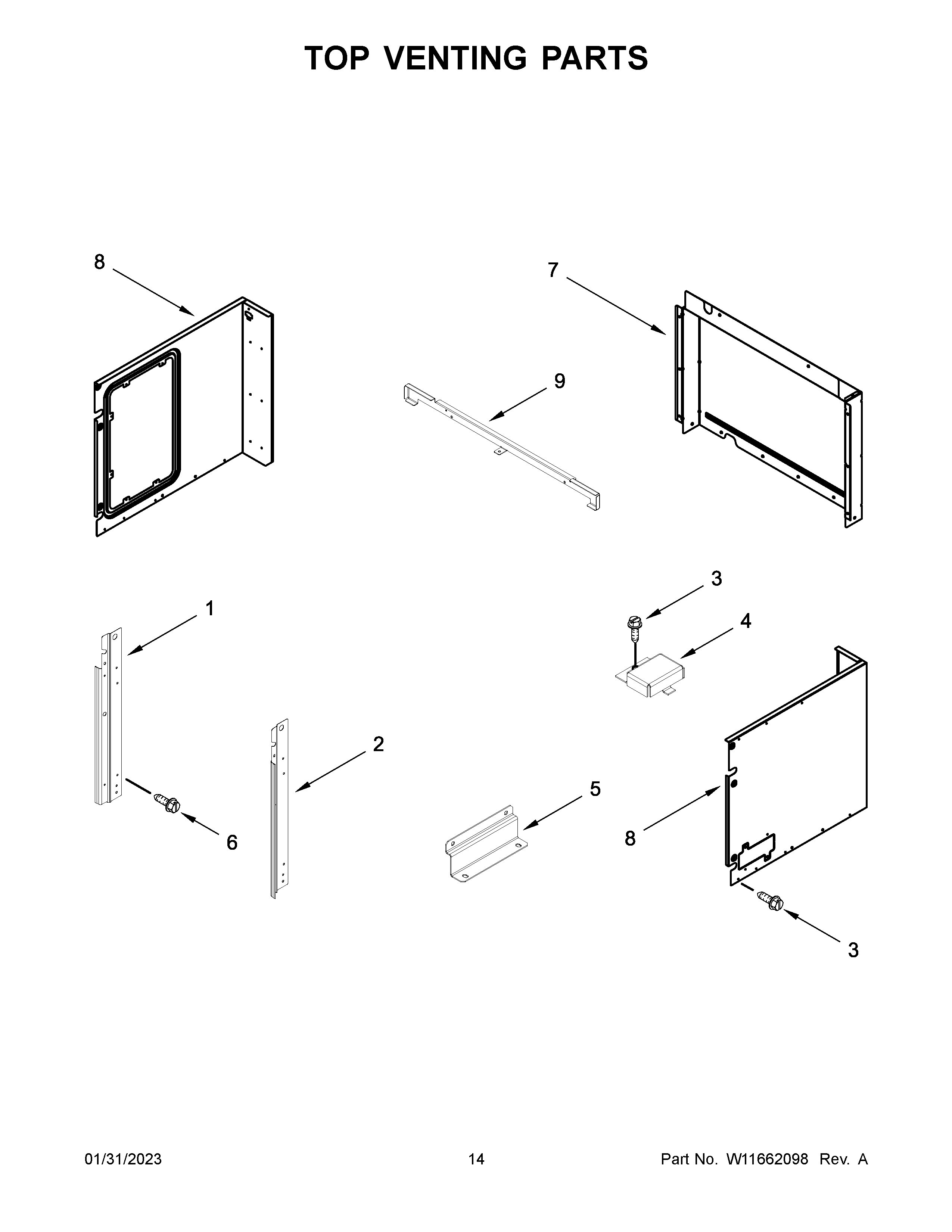 Jenn-Air JMW2430LM02 top venting parts diagram