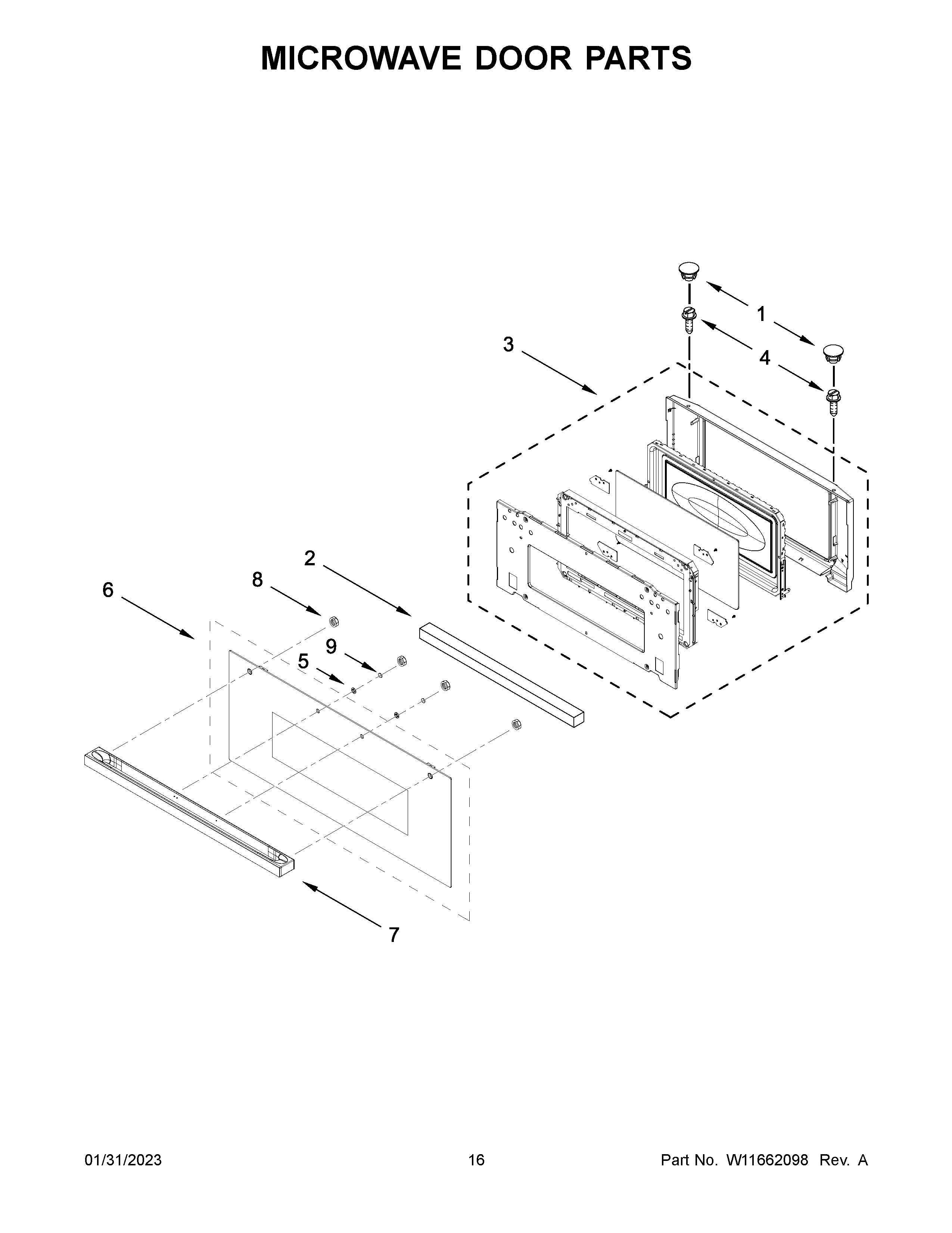 Jenn-Air JMW2430LM02 microwave door parts diagram
