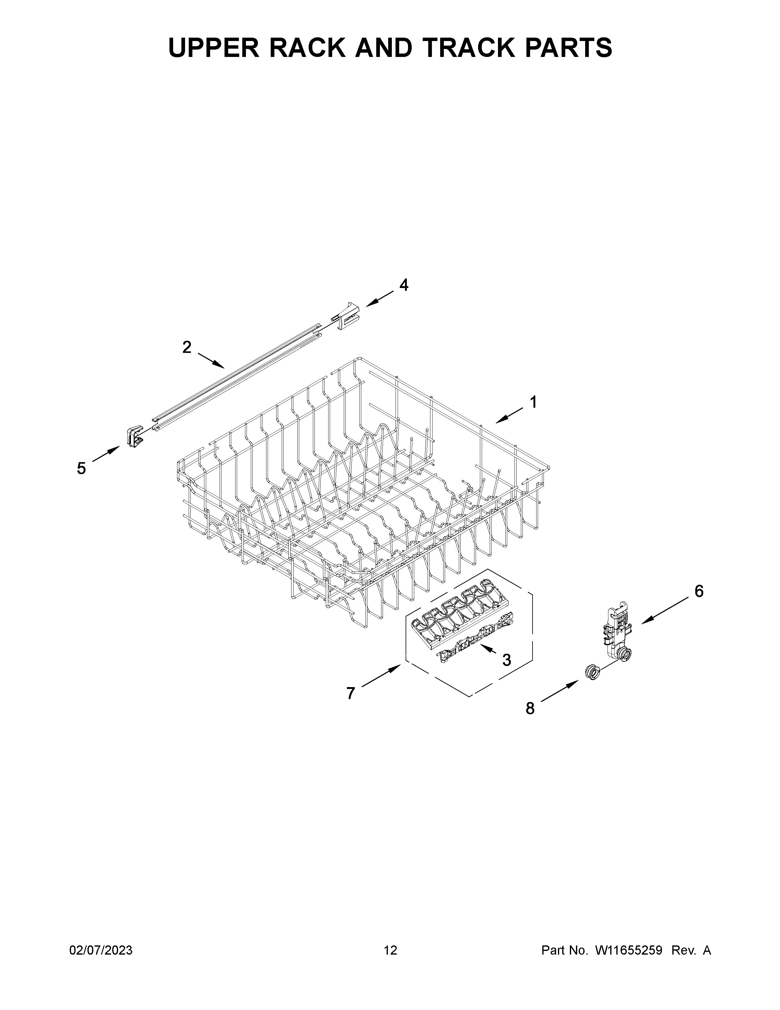 Maytag MDB4949SKB1 upper rack and track parts diagram