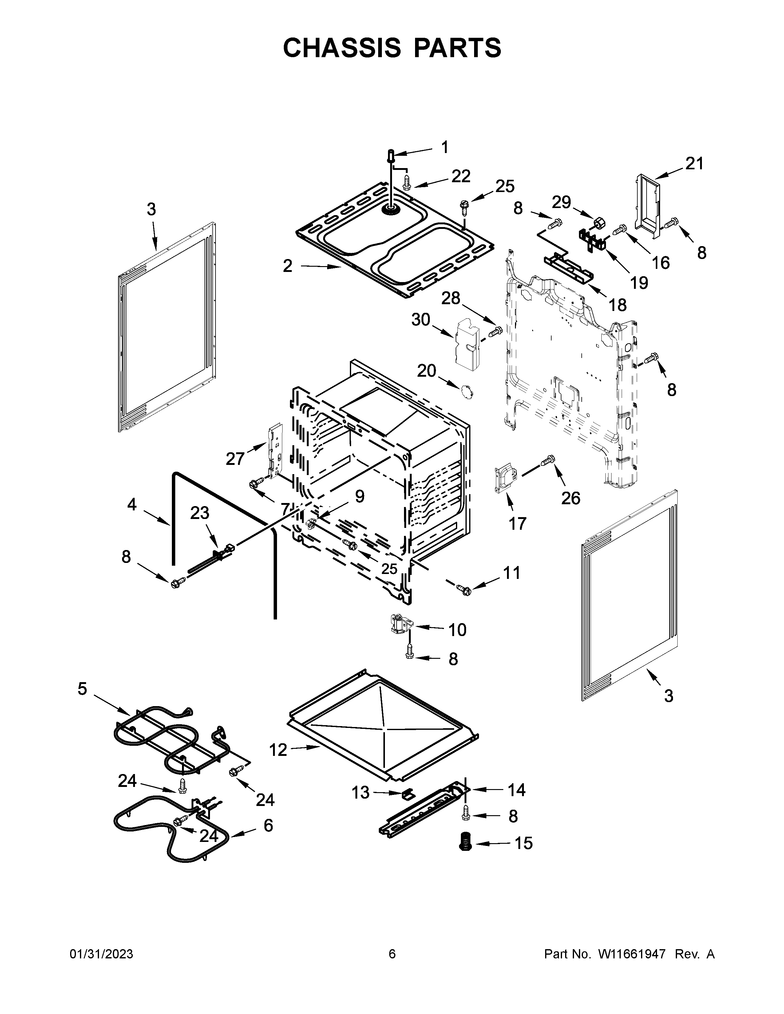 Amana 4KAER5500AW1 chassis parts diagram