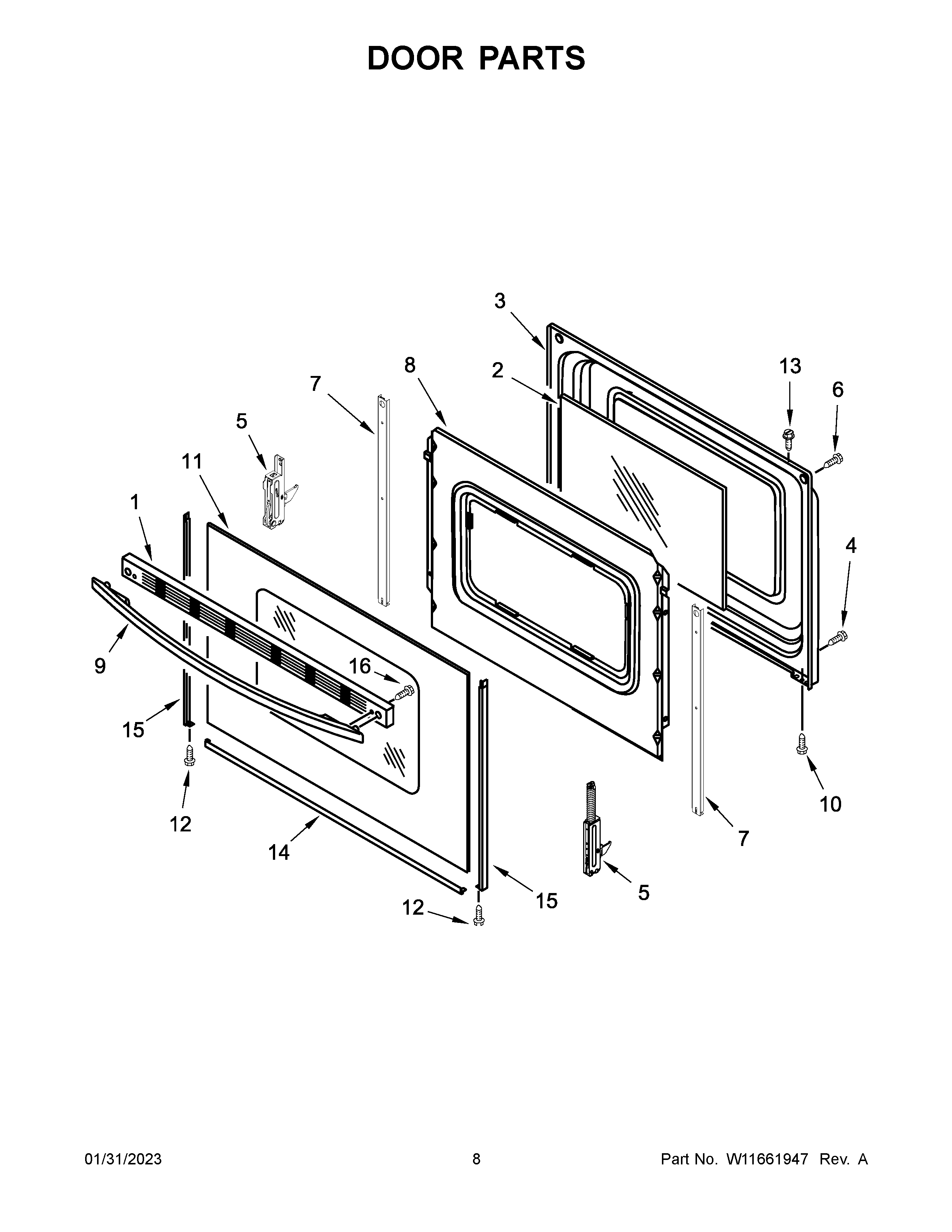 Amana 4KAER5500AW1 door parts diagram