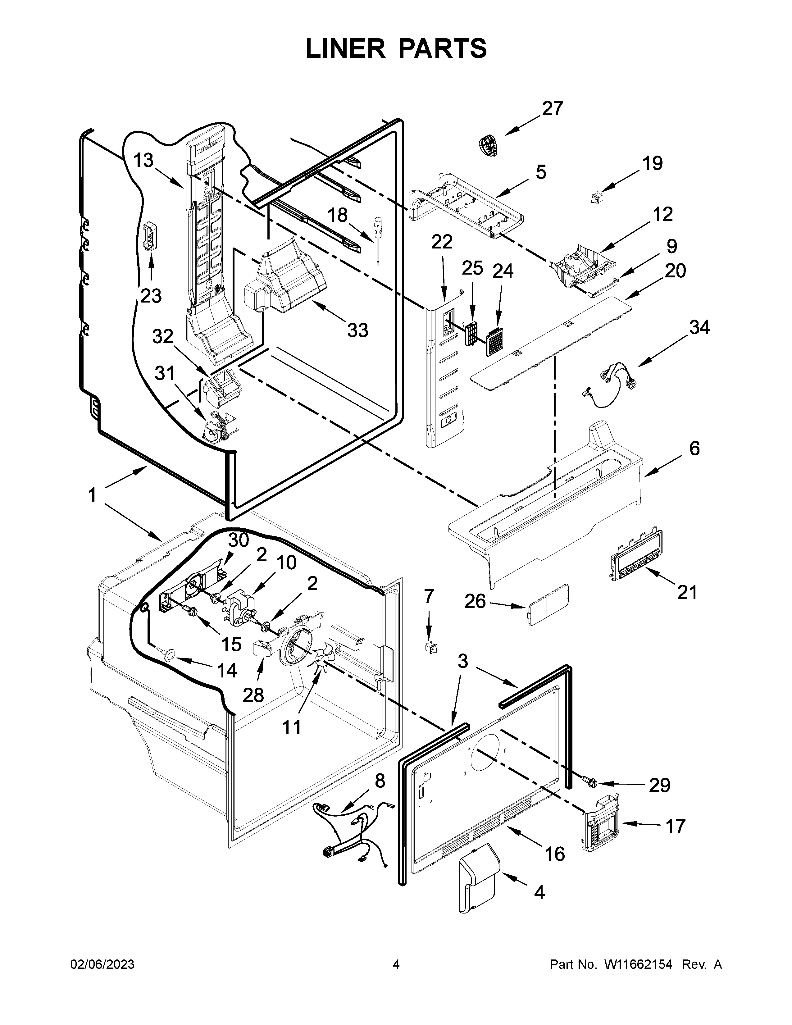 Whirlpool WRF560SFHV03 liner parts diagram