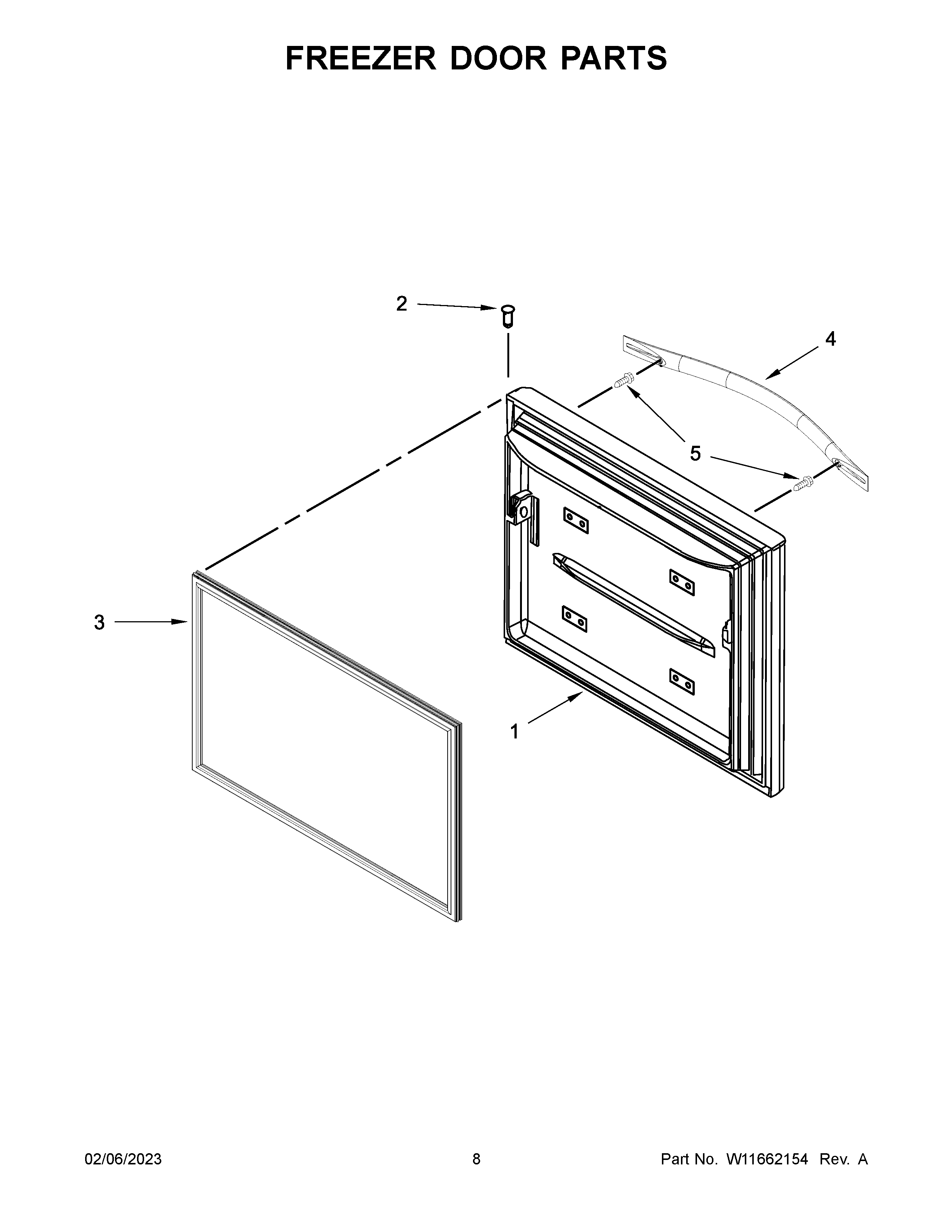 Whirlpool WRF560SFHV03 freezer door parts diagram