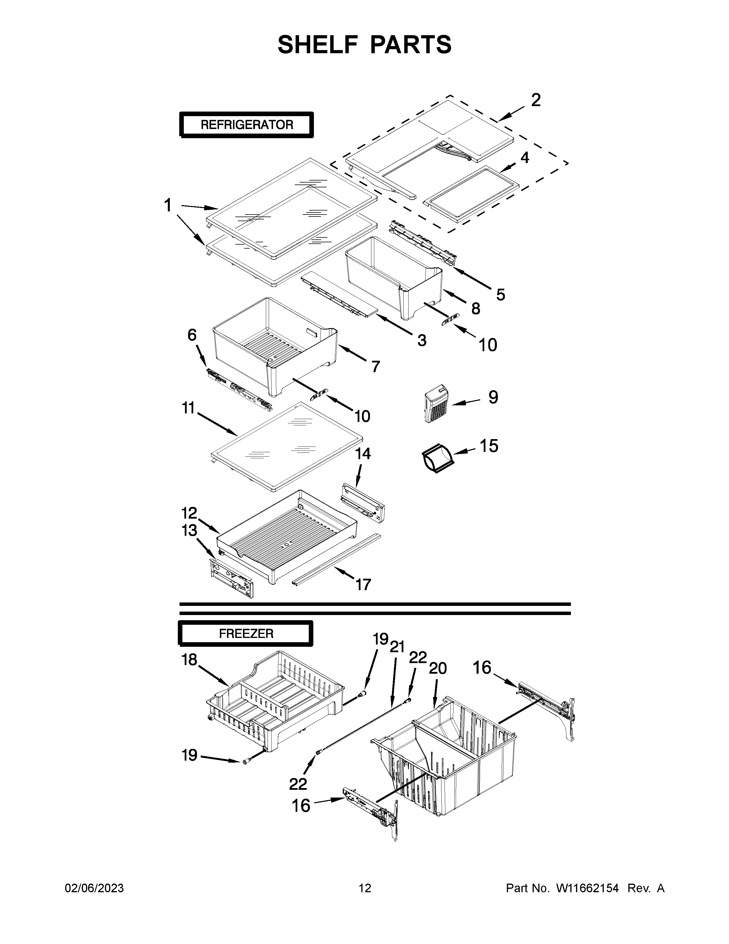 Whirlpool WRF560SFHV03 shelf parts diagram